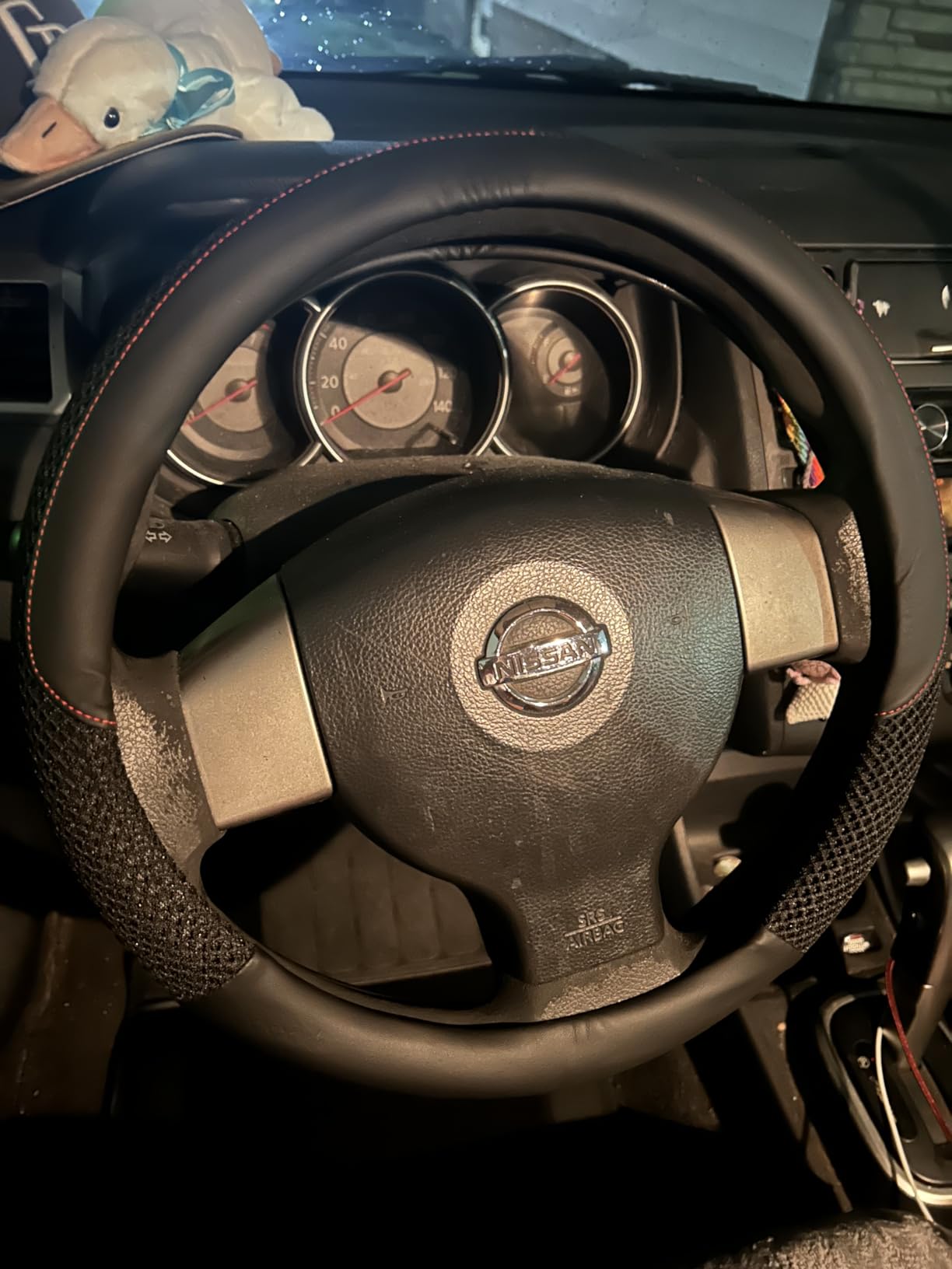 KAFEEK 15 inch Steering Wheel Cover, Cooling Ice Silk Mesh with Microfiber Leather, Ultra Breathable, Anti Slip Car Grip, Heat Resistant Summer Cool, Universal Fit, Black customer photo 1