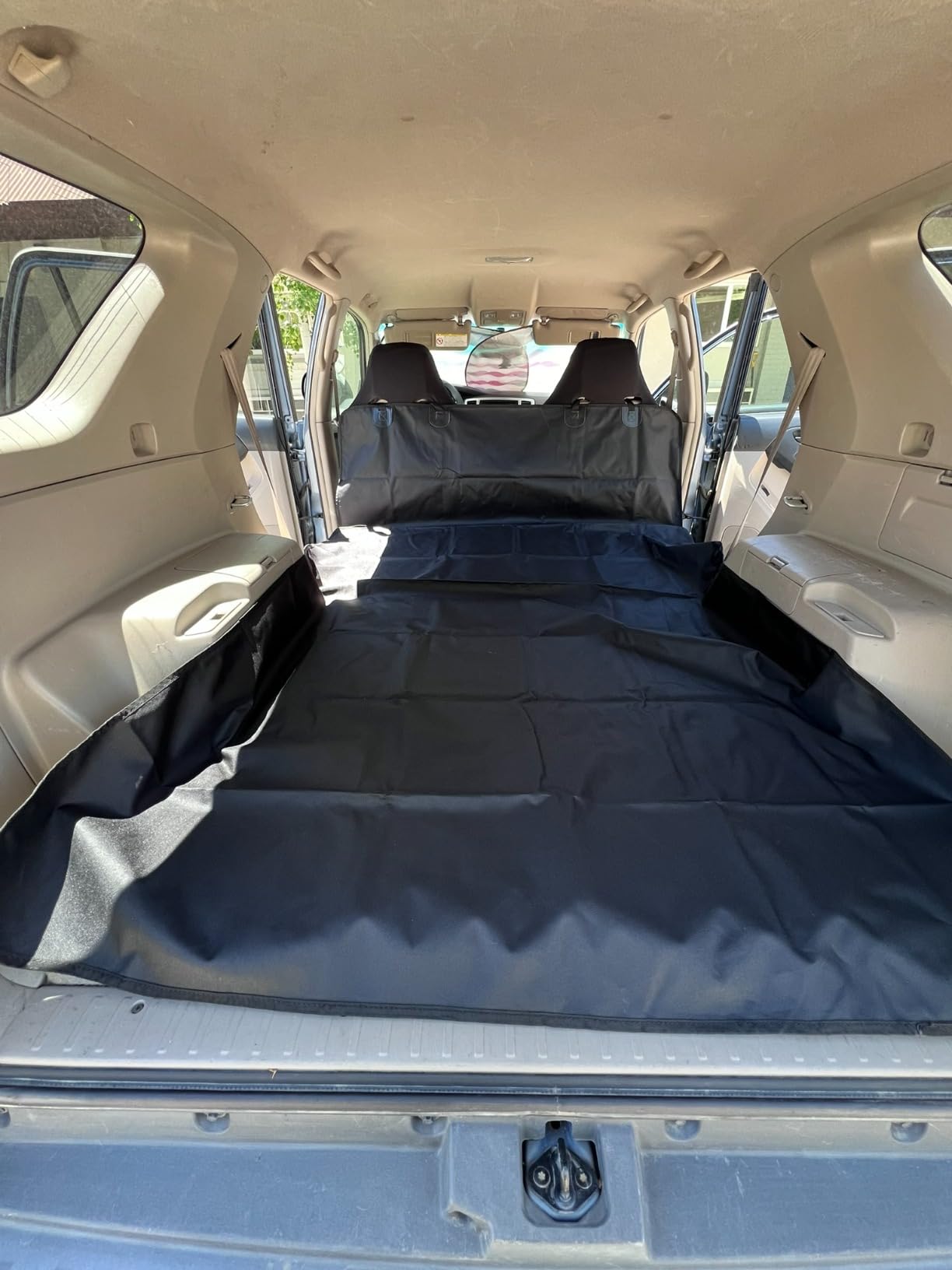 F-color SUV Cargo Liner for Dogs - 55 x 90 Inches Cargo Cover, Black | Water Resistant, Bumper Flap, Low-Profile Padded Car Trunk Dog Cover Prevents Scratches Pet Hair Mud Dirt for SUV Road Trips customer photo 2