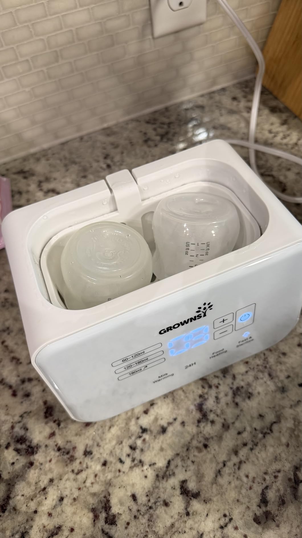 GROWNSY Fast Double Baby Bottle Warmer for Breastmilk & Formula, White | 8-in-1 Functions, Precise Temp Control, Timer, Defrost, Sterilize, Keep Warm, Baby Food Heating customer photo 2