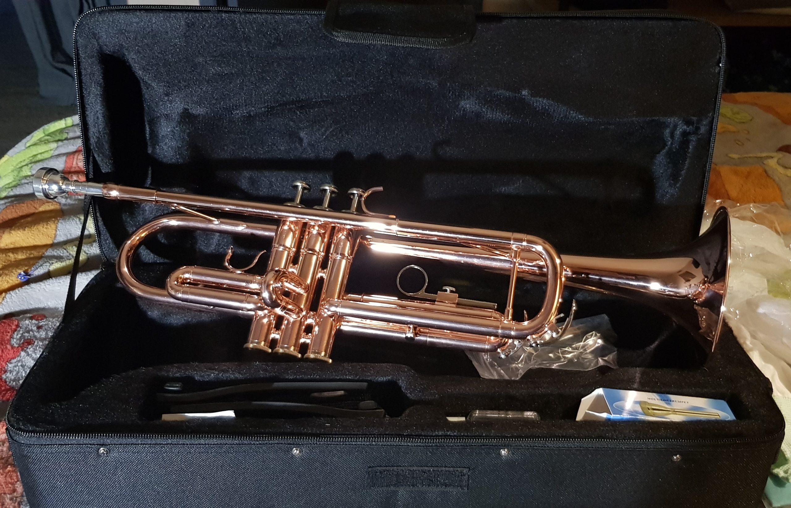 Bb Trumpet Standard Trumpet Set with Carrying Case, Gloves, 7C Mouthpiece, Cleaning Kit, Tuning Rod (Phosphor Copper) customer photo 2
