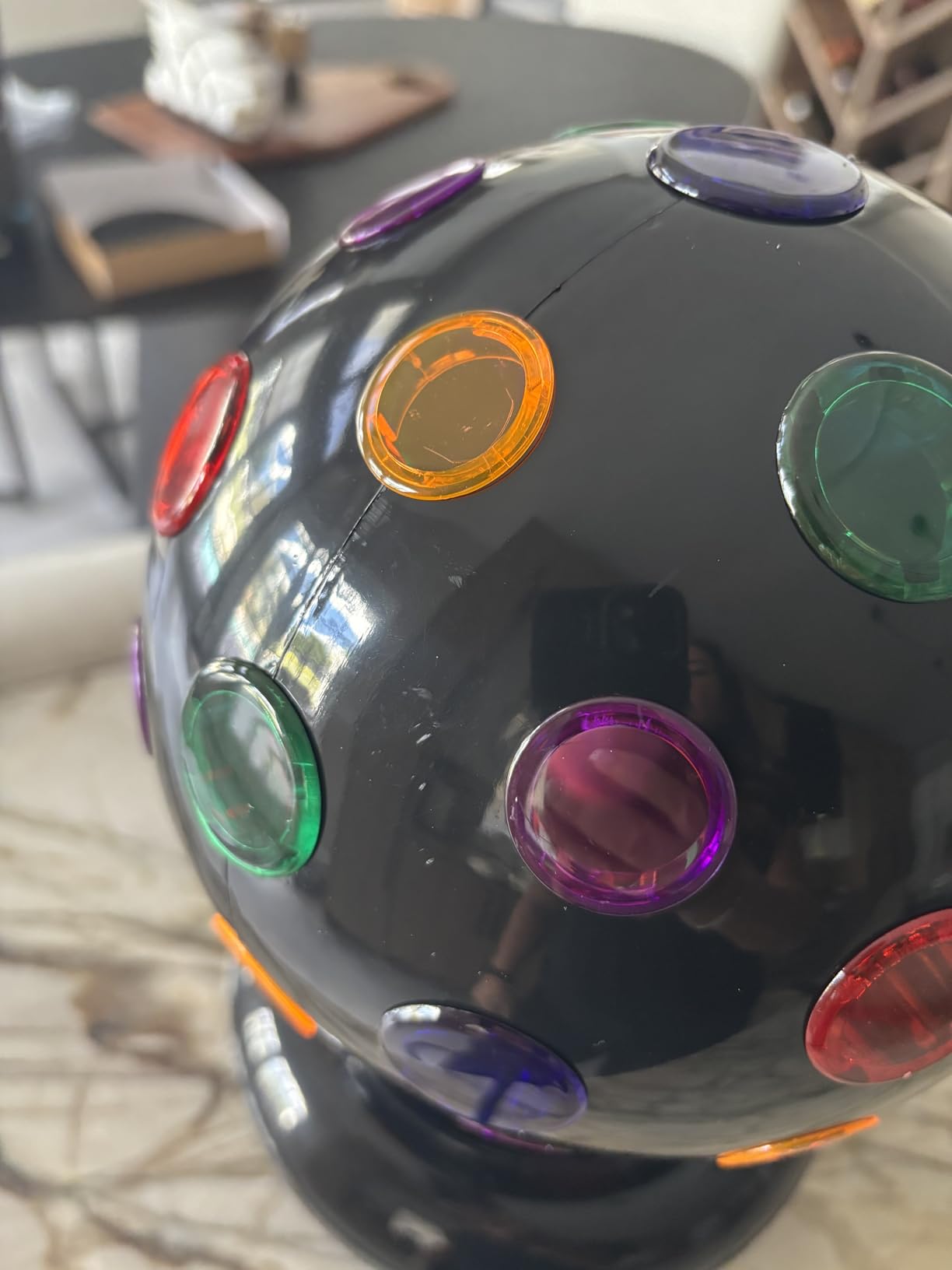 Kicko Spinning Disco Ball - 11-Inch Disco Ball Decor with Party Lights 360 Degree Rotating Neon LED Light for Kids and Adults - Colorful Flashing for 80s Party and Events customer photo 2