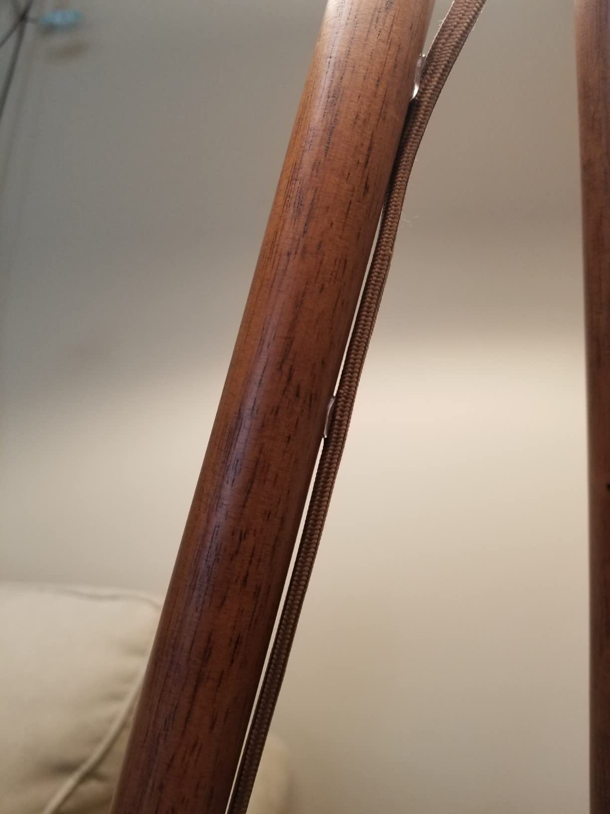 LEPOWER Wood Tripod Floor Lamp, Mid Century Standing Lamp for Living Room | Easy to Install, Flaxen Lamp Shade, Modern Design Lamp with E26 Base, Tall Floor Light for Bedroom, Study and Office Brown customer photo 1