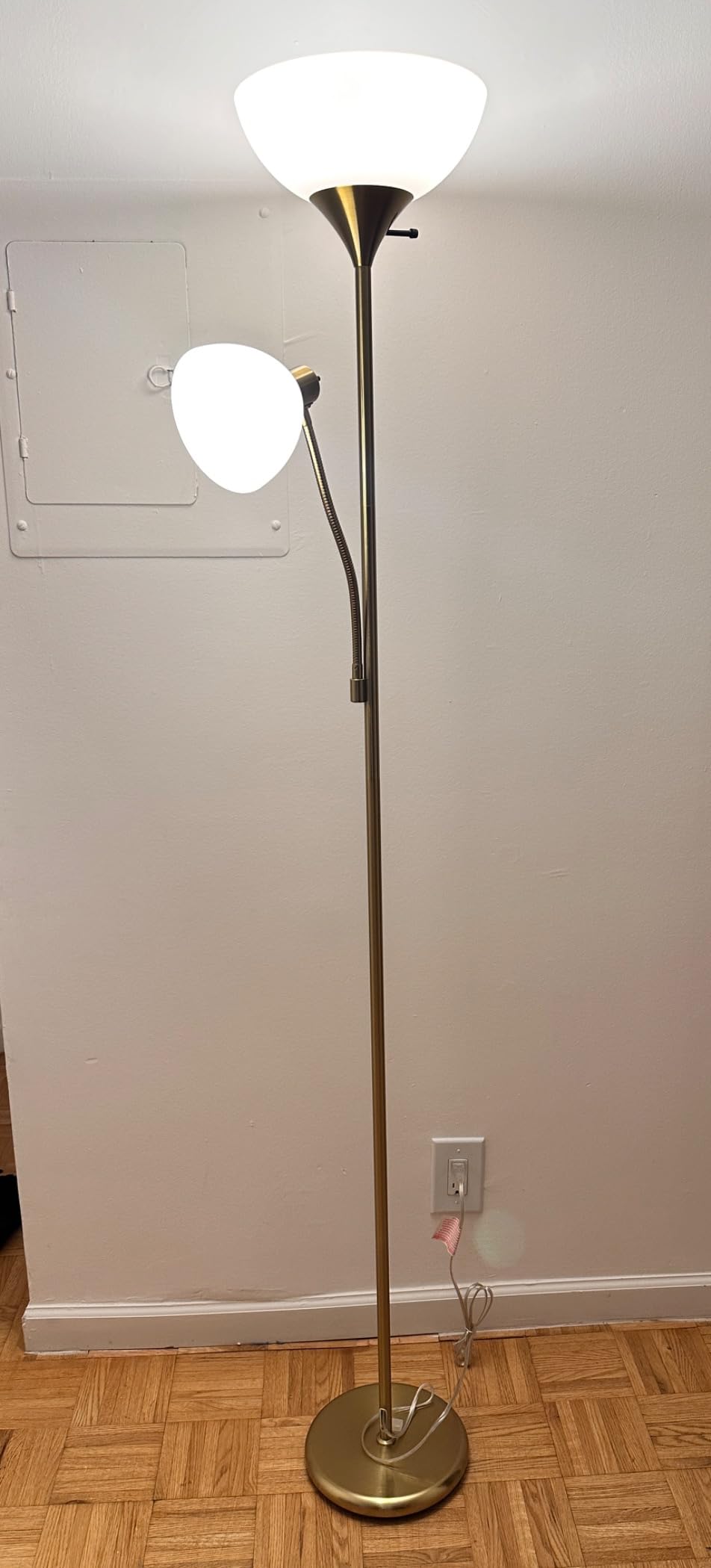 Brightech Sky Dome Plus LED Floor lamp, Torchiere Super Bright Floor Lamp with Reading Lamp for Living Rooms & Offices - Dimmable Tall Standing Lamp for Bedroom Reading - Gold Brass customer photo 1