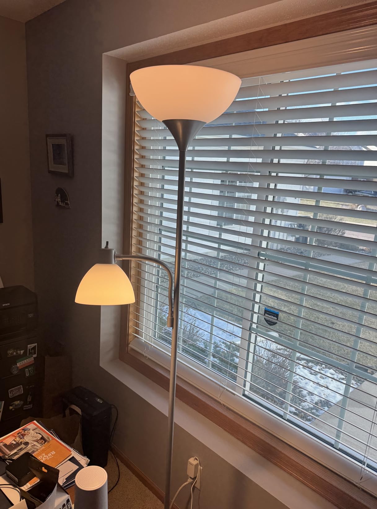 Brightech Sky Dome Plus LED Floor lamp, Torchiere Super Bright Floor Lamp with Reading Lamp for Living Rooms & Offices - Dimmable Tall Standing Lamp for Bedroom Reading - Gold Brass customer photo 2