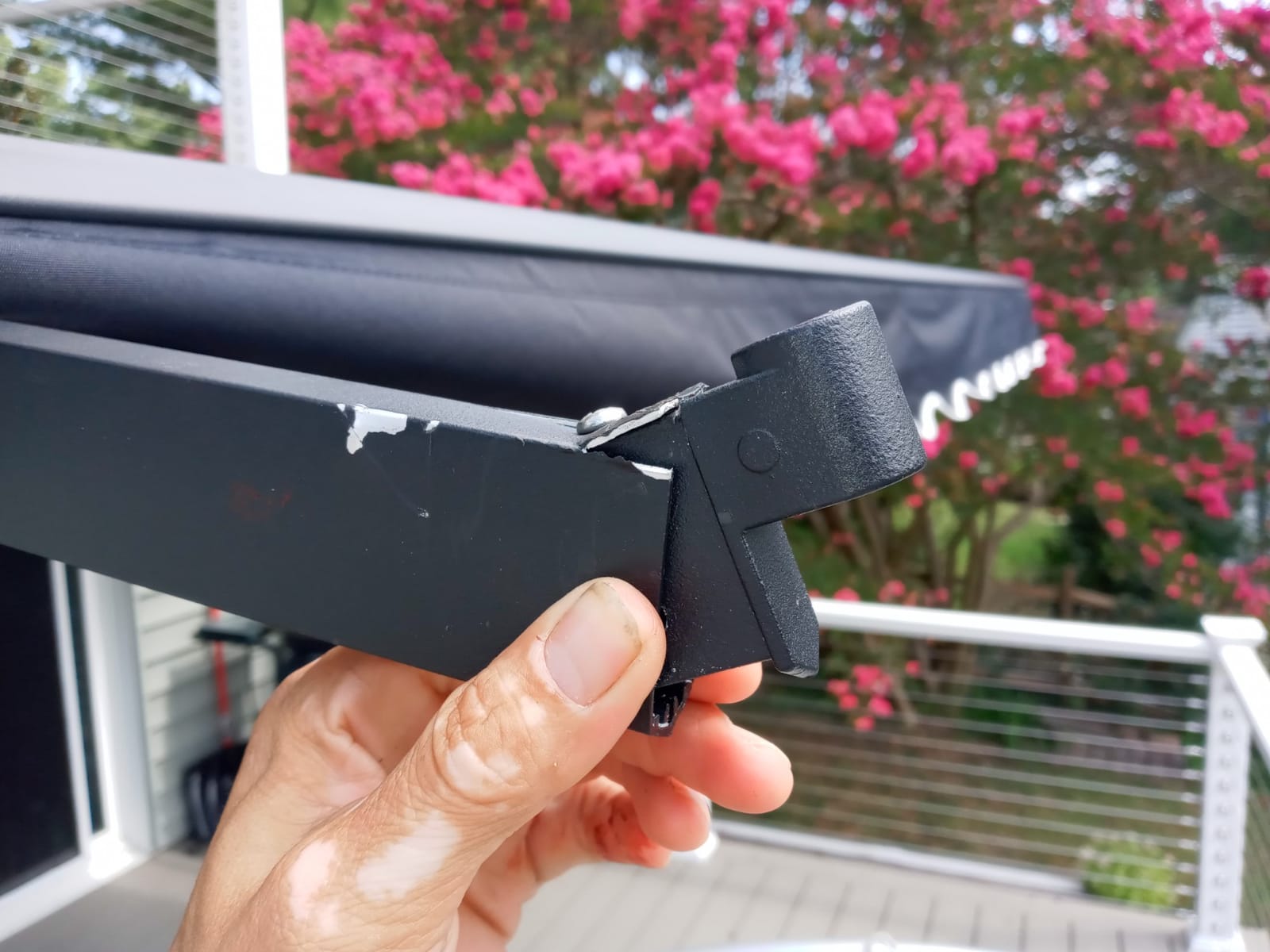 ALEKO Patio Awning Caribbean Black Frame, 10x8 Onyx Black | Hand-crank retractable sunshade, adjustable pitch, water-resistant fabric, rust-free aluminum frame, shades decks and windows customer photo 2