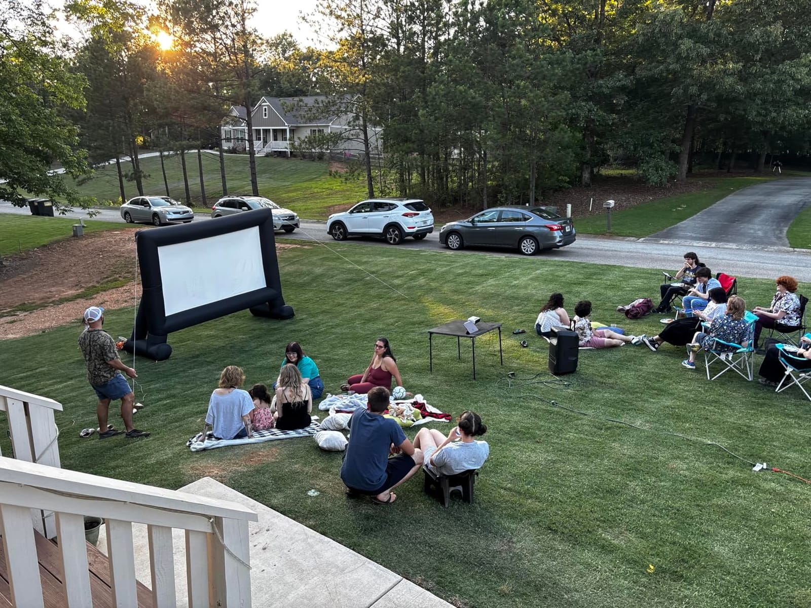 XHYCPY Inflatable Projector Screen 15ft Inflatable Movie Screen Outdoor with Air Blower and Storage Bag, Easy Set up, Front and Rear Projection for Outdoor Movie Night Backyard Pool Fun customer photo 1
