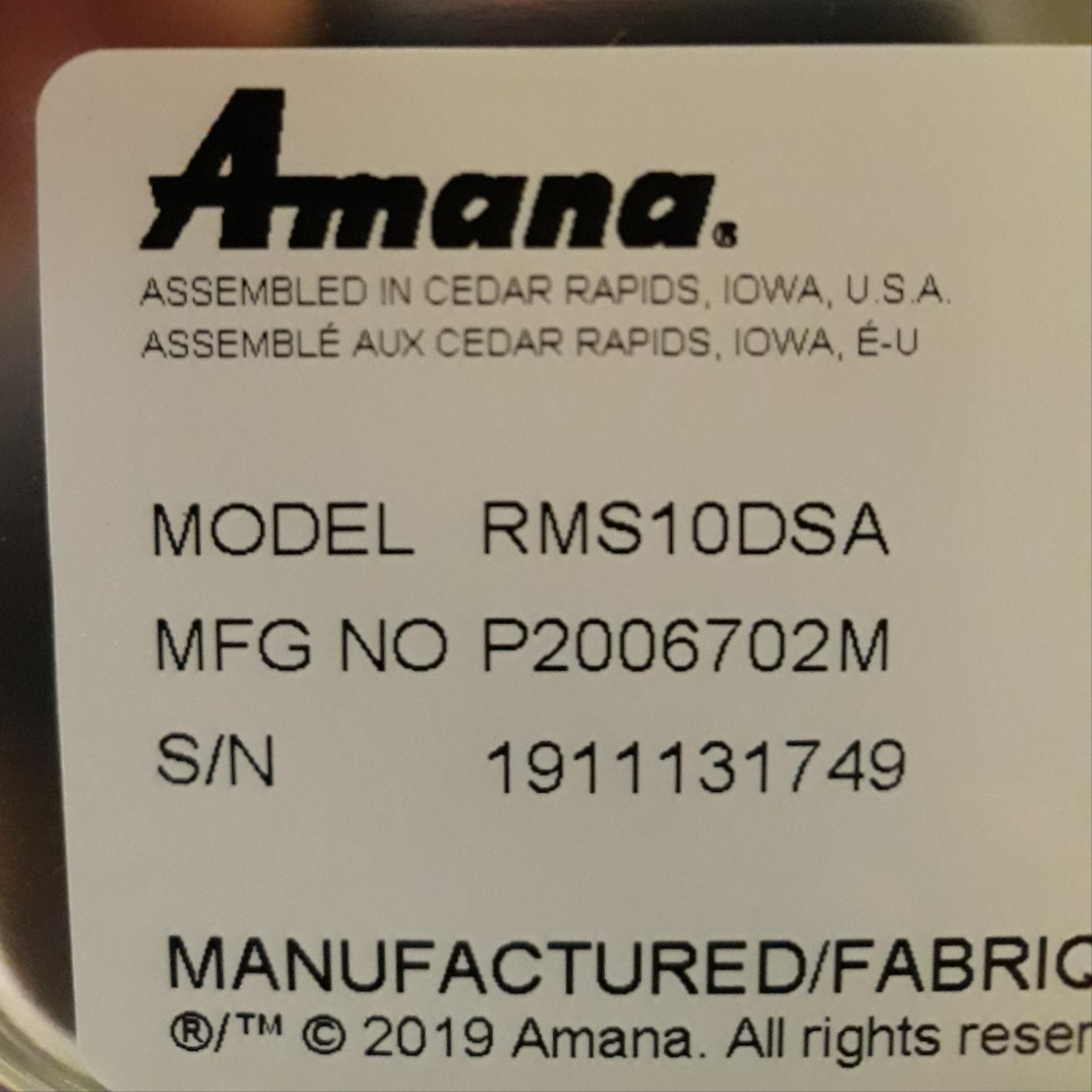 Amana RMS10DSA 1000 Watt Heavy-Duty Countertop Commercial Microwave Oven with Dial Controls for Restaurant Buffet Catering Service | 0.8 Cu. Ft, Stainless Steel, 120v, NSF customer photo 2