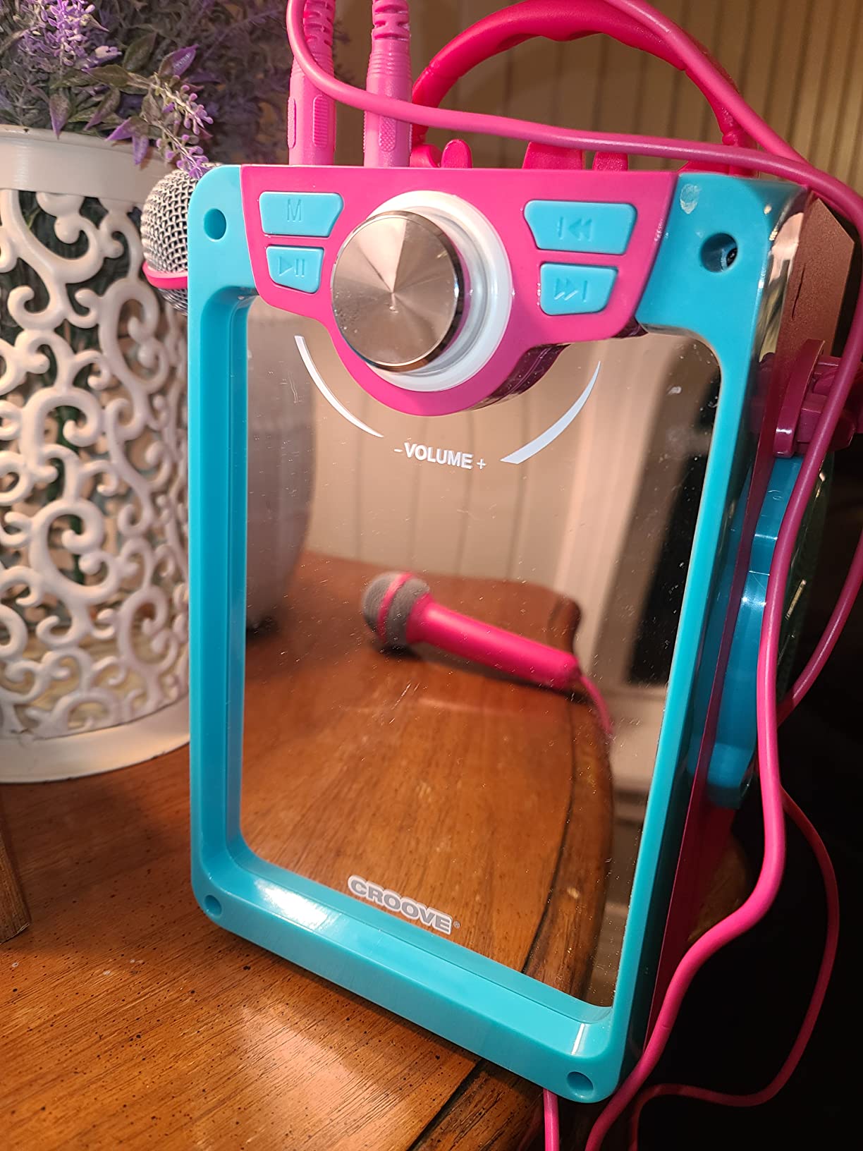 Rechargeable Pink Karaoke Machine, 2 Microphones, Bluetooth, Girls Ages 8+ | Portable Karaoke Set with Speaker, AUX/USB, Best Birthday Gift for Girls customer photo 2