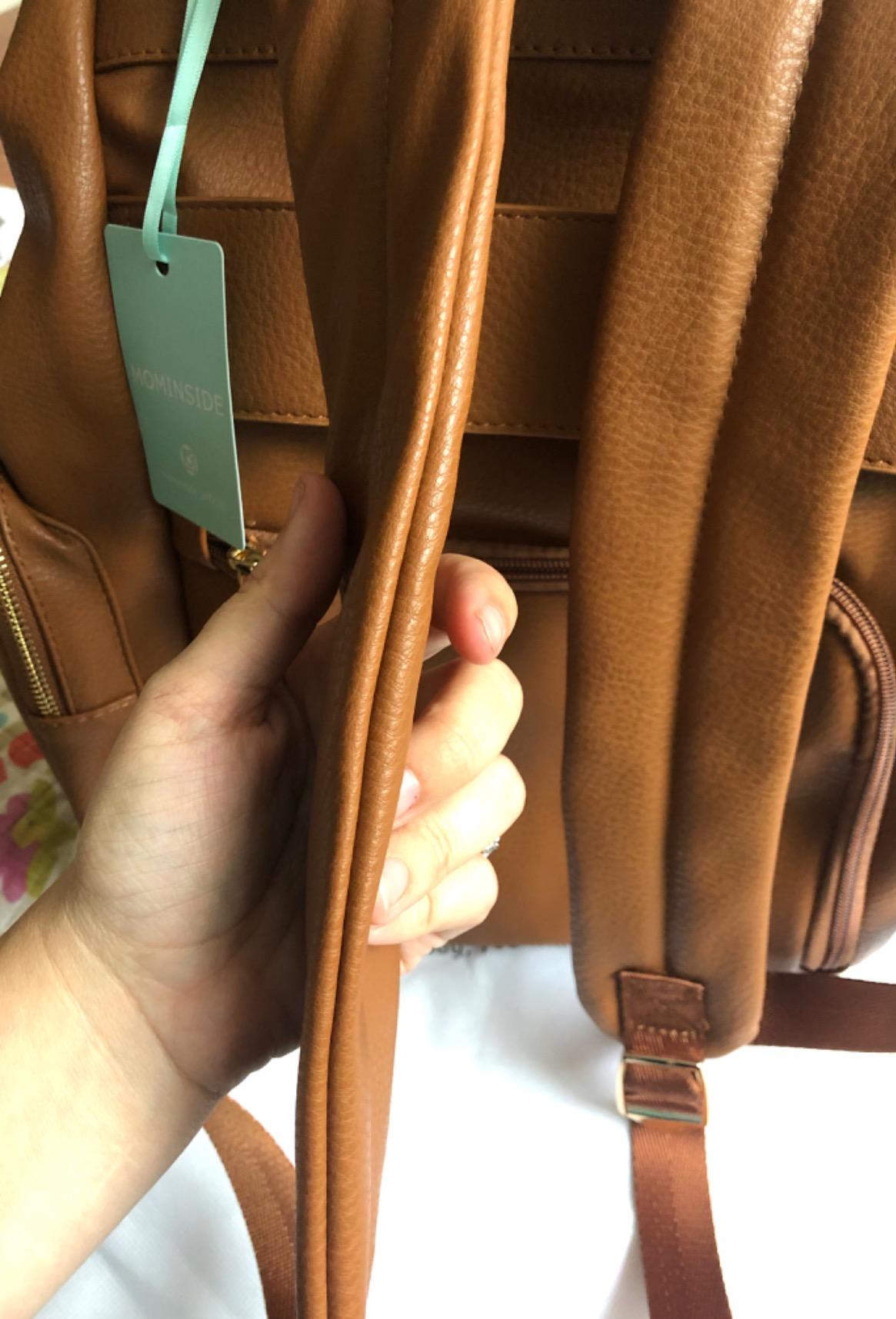 MOMINSIDE Diaper Bag Backpack Leather Baby Bag pañaleras para bebe | Baby Backpack Diaper Bag with 14 Pockets Baby Registry, 4 Insulated Pockets, Changing Pad, Stroller Straps (Brown) customer photo 1