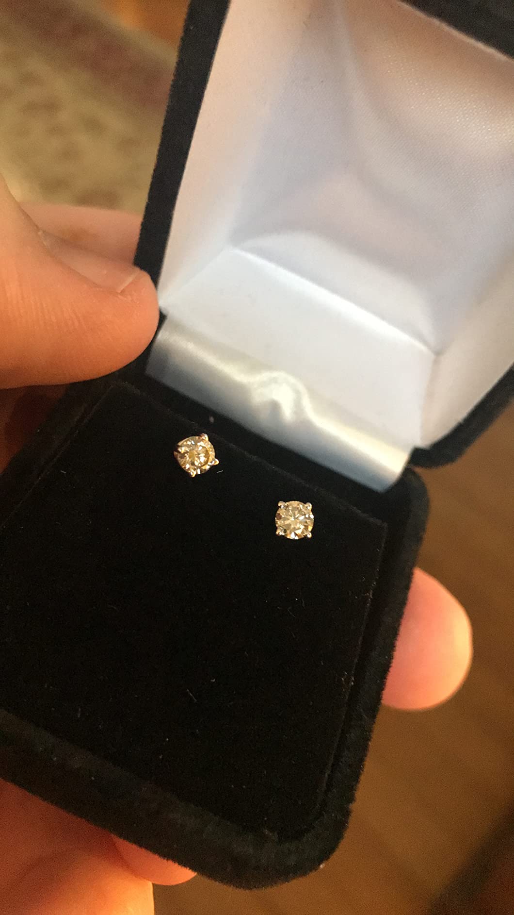Houston Diamond District 0.5 to 4 Carat Natural Round Brilliant Solitaire Diamond Stud Earrings for Women 4 Prong Screw Back (I-J Color I1 Clarity) customer photo 2