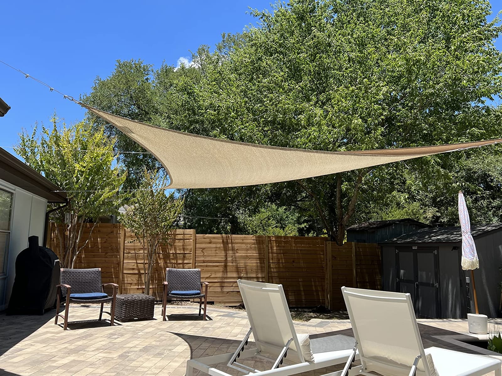 Coolaroo Ready-to-Hang Shade Sail - 90% UV Block Breathable Outdoor Sun Shade with Pre-Attached Ropes for Patios, Gardens & Seasonal Use, 11ft 10in x 8ft, Rectangle, Steel customer photo 1