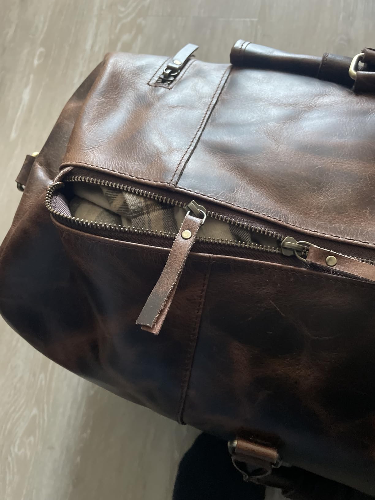20 Inch Leather Duffel Bags for Men and Women Full Grain Leather Travel Overnight Weekend Bag Sports Gym Duffel for Men customer photo 2