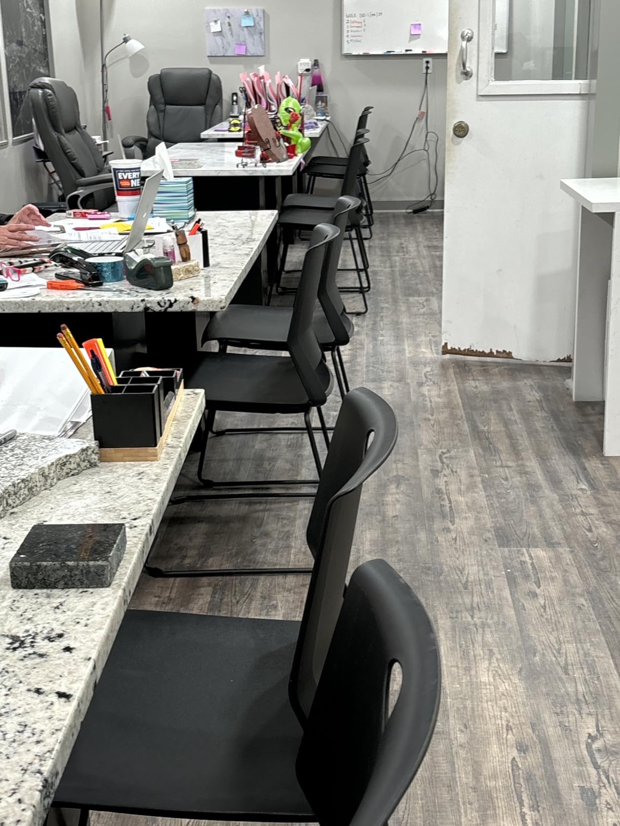 Sidanli Black Stacking Chairs Set of 4, Stackable Chairs for Waiting Room | breakroom chairs, church chair, seating for conference room, chairs for school, chairs for classroom, chairs for clinic customer photo 2