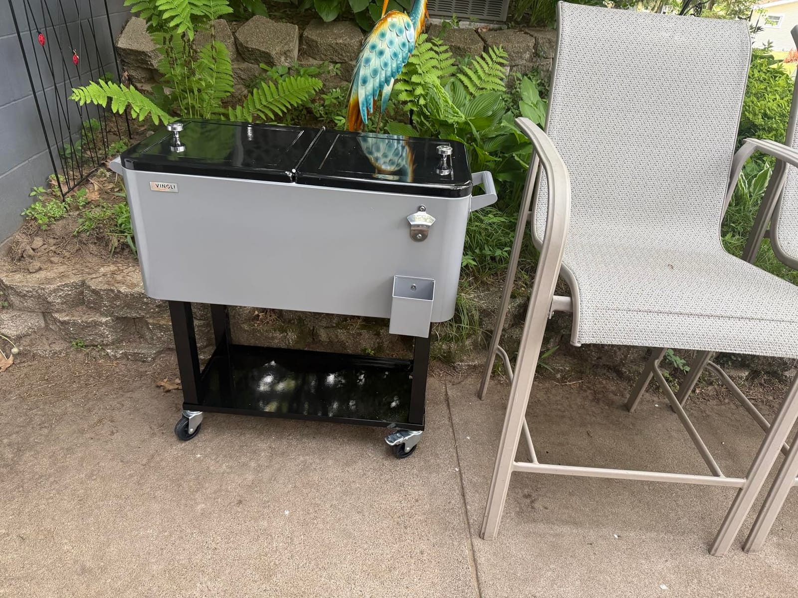 VINGLI Rolling Ice Chest, Portable Patio Party Bar Drink Cooler Cart, with Shelf, Beverage Pool with Bottle Opener customer photo 2