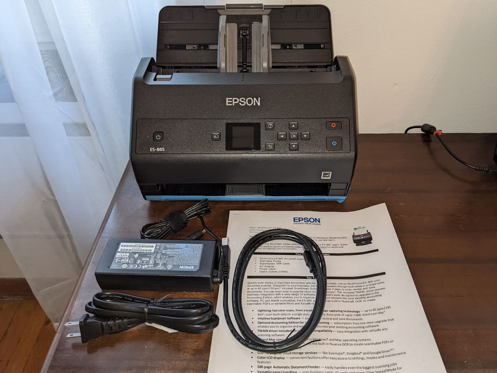 Epson Workforce ES-865 High Speed Color Duplex Document Scanner | TWAIN Driver 65 PPM Desktop Scanner with 100-Page Automatic Feeder for Business Office customer photo 1