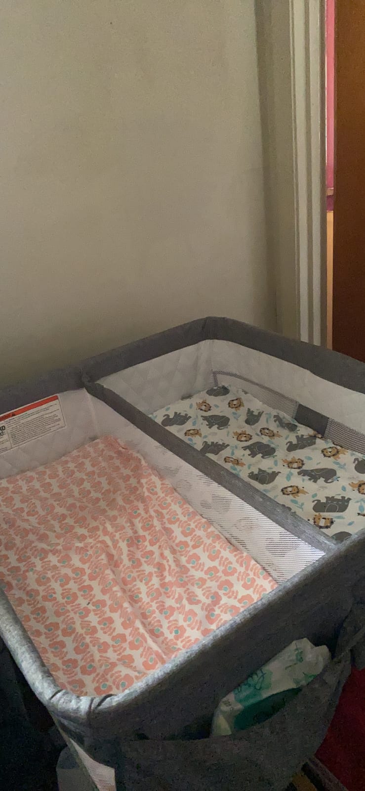 Simmons Kids By The Bed City Sleeper Bassinet for Twins - Adjustable Height Portable Crib with Wheels & Airflow Mesh, Grey Tweed customer photo 2