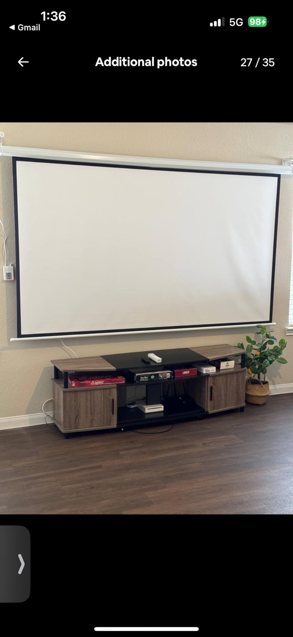 100 Inch Motorized Projector Screen with RF Remote, 16:9 HD, Silver Case | Wrinkle-Free 1.1 Gain Matte White PVC Wall/Ceiling Mount Movie Electric Projection Screen for Home Theater, Office & School customer photo 1