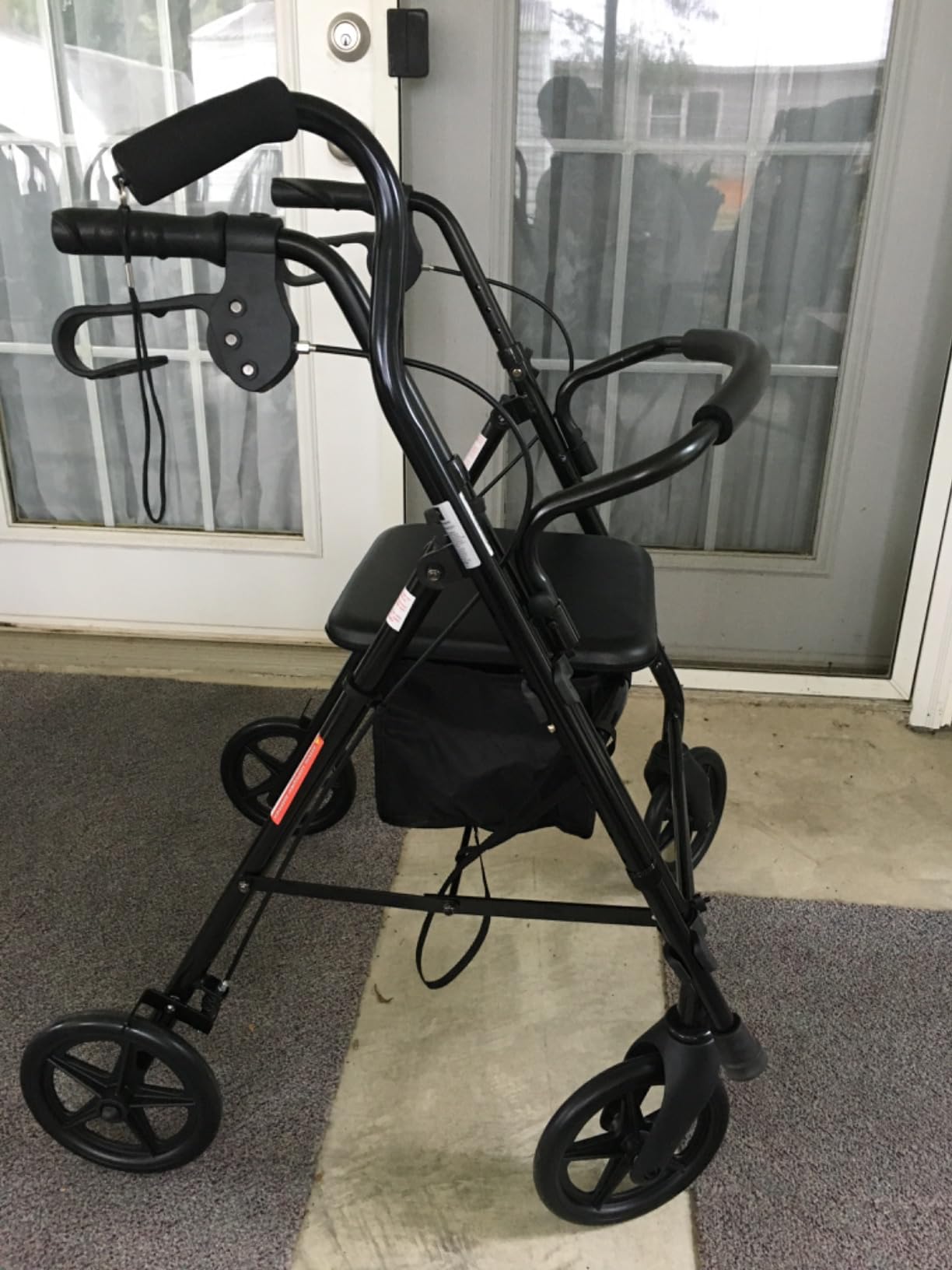 Medline Aluminum Rollator Walker, Burgundy, 300 lb. Weight Capacity, 8