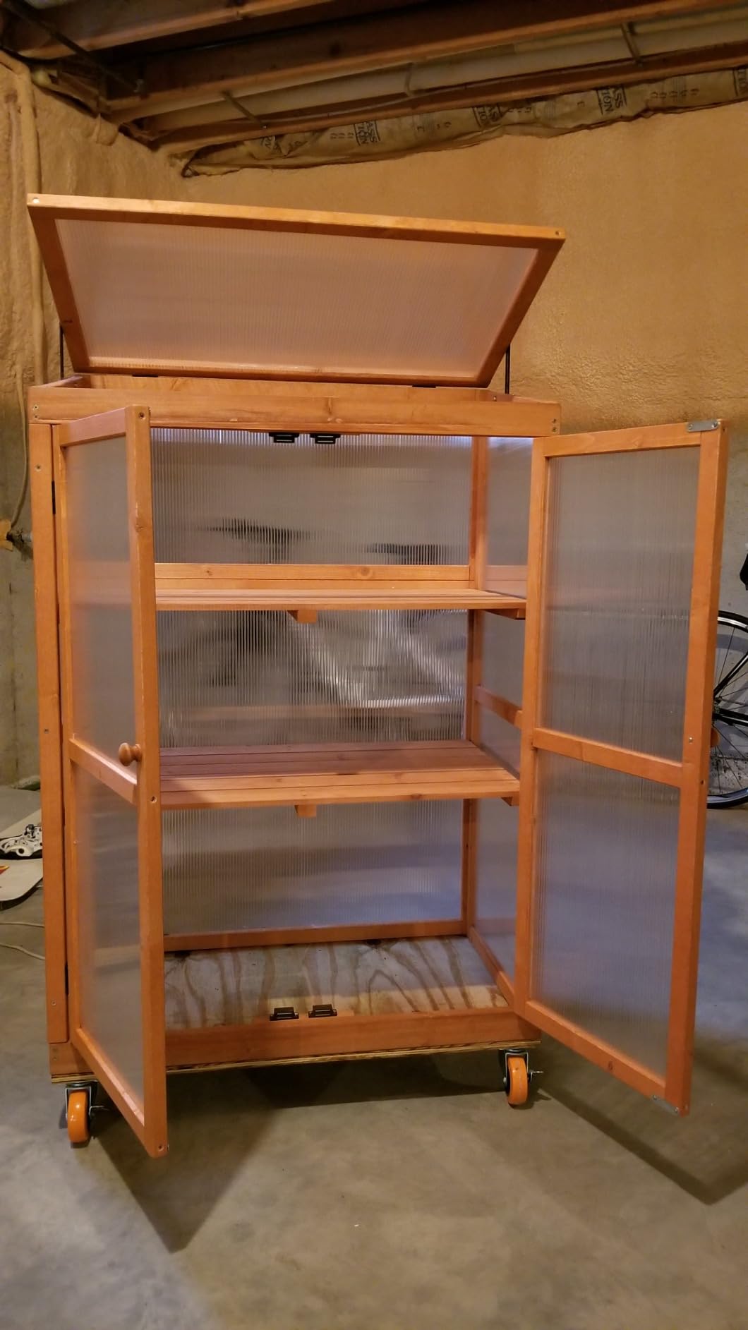 MCombo Cold Frame Greenhouse, Wooden Cabinet with Shelves, 0760 (Orange) customer photo 2