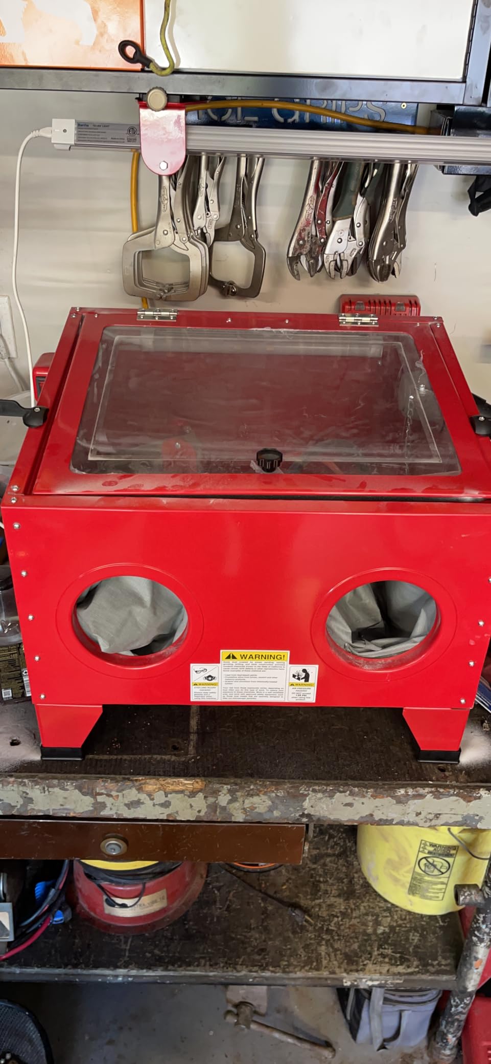 25 Gallon Sandblasting Cabinet | 40-80 PSI, Blasting Gun & 4 Nozzle, Heavy Duty Steel Bench Top, For Stain, Removal, Paint customer photo 2