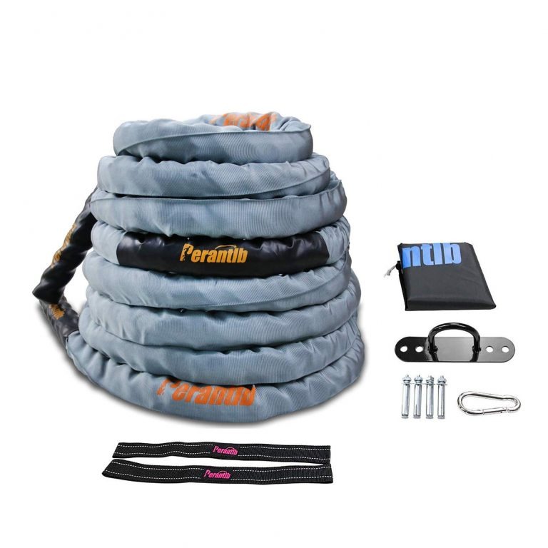 Perantlb Poly Battle Rope with Cloth Sleeve - 1.25/1.5/2 Inch Diameter 30' 40' 50' Lengths - Gym Muscle Toning Metabolic Workout Fitness, Battle Ropes for Home Gym customer photo 2