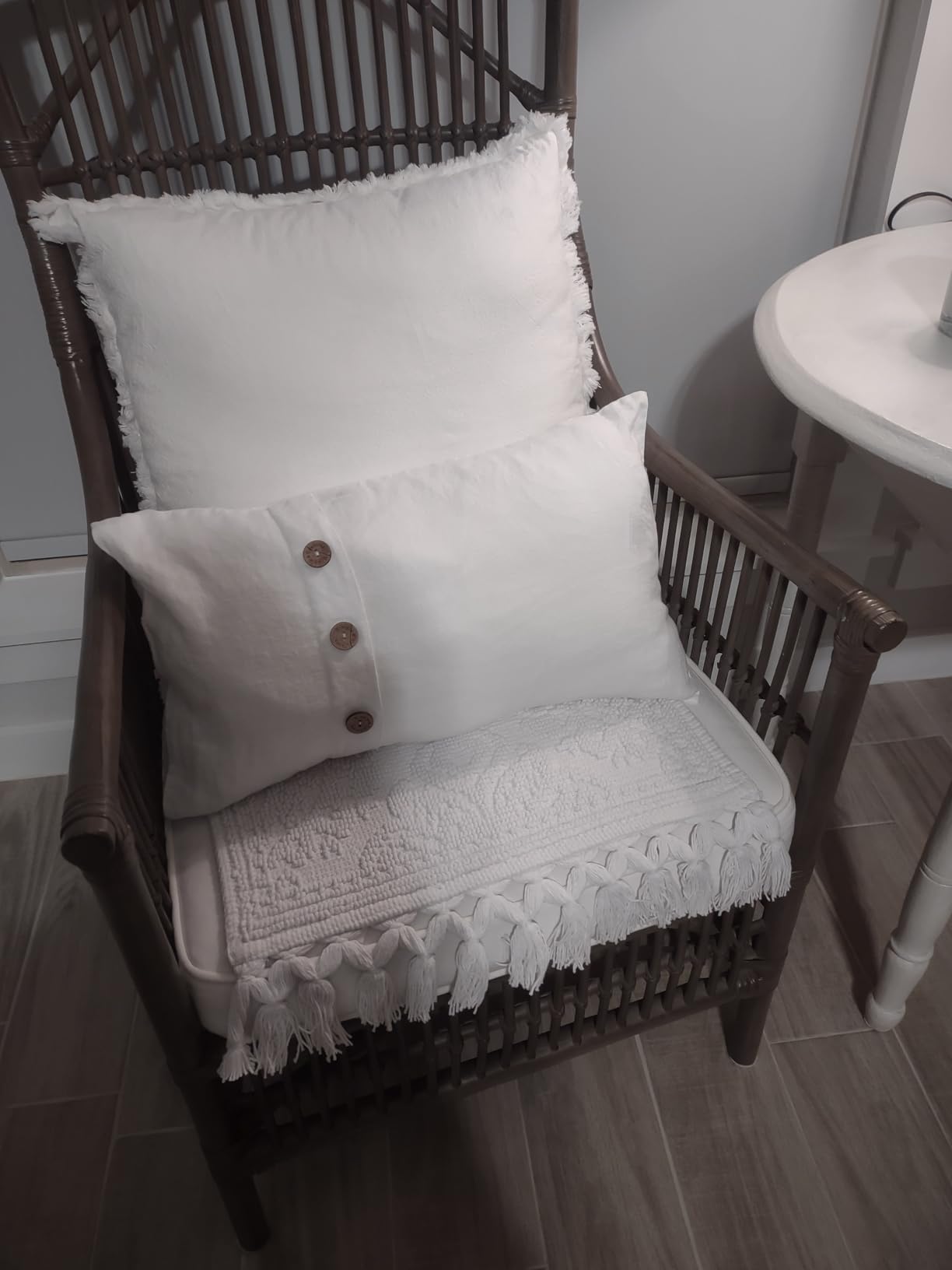 Simple&Opulence 100% Linen Duvet Cover Set 3pcs with Coconut Button Closure Natural French Washed Flax Solid Color Soft Breathable Farmhouse Bedding - Linen, King Size customer photo 2