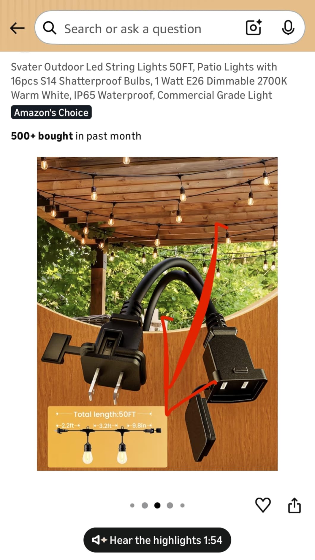 Svater Outdoor String Lights 105 FT Outside Waterproof Commercial Grade ETL | Patio Lighting with Shatterproof E26 S14 LED Dimmable Edison Bulbs, Hanging Strand for Bistro Cafe Backyard Warm White customer photo 1