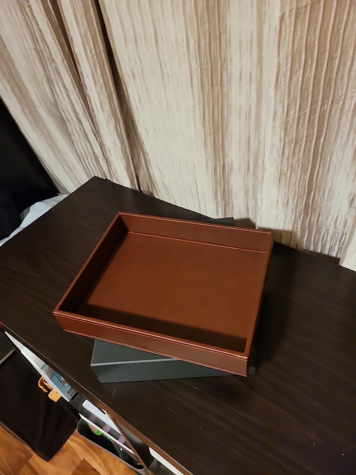 GALLAWAY Leather Valet Tray for Men - Nightstand Organizer EDC Tray for Wallet and Keys - Bedside Dresser Catch All Dump Key Bowl for Entryway Table, Dark Brown customer photo 2