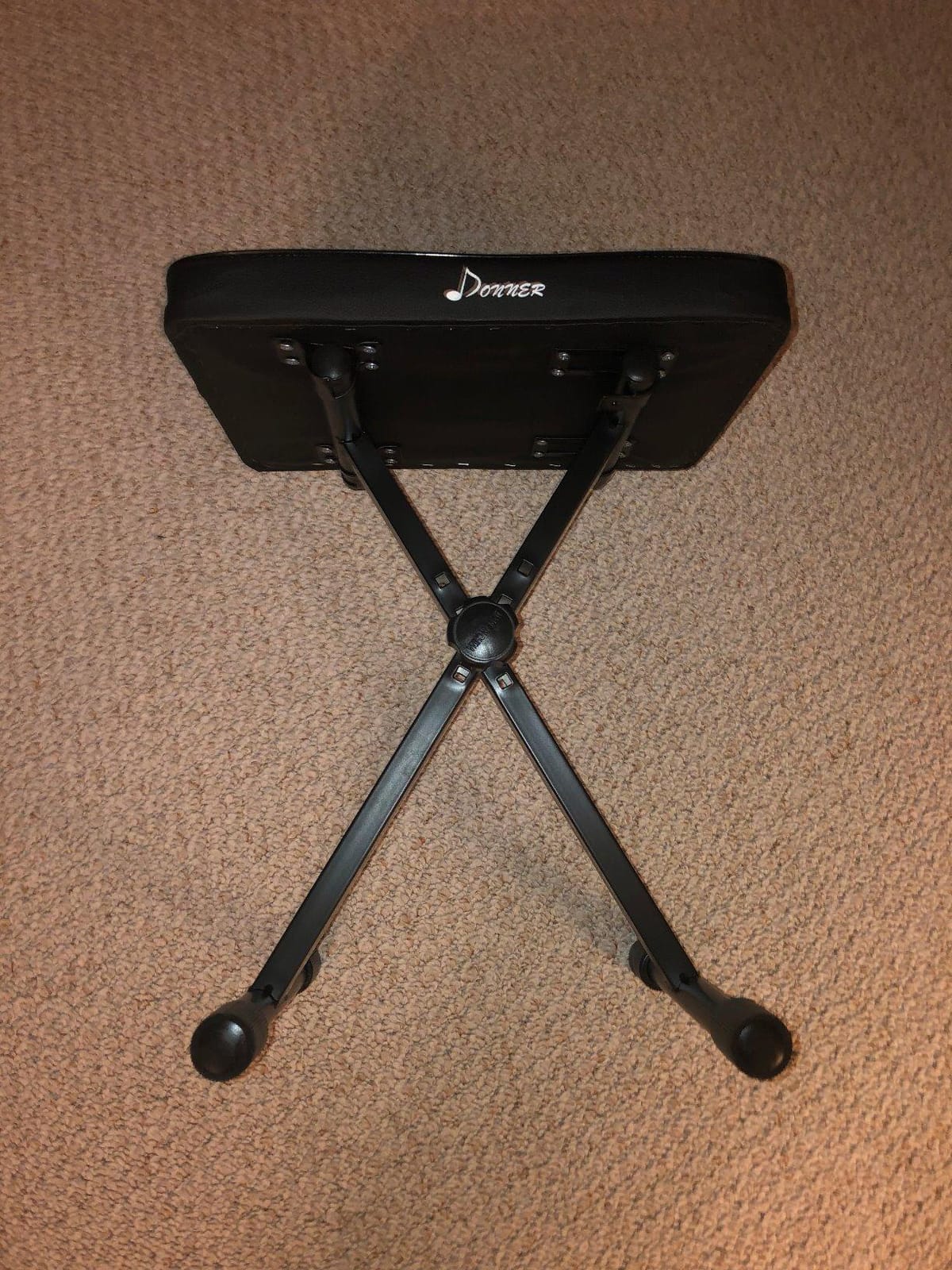 Donner Piano Bench, Adjustable Keyboard Bench Portable Stool Collapsible Chair Foldable Seat X-Style, 2.4 Inch Thickness High-Density Sponge Padded, Non-Skid Design, Black customer photo 2