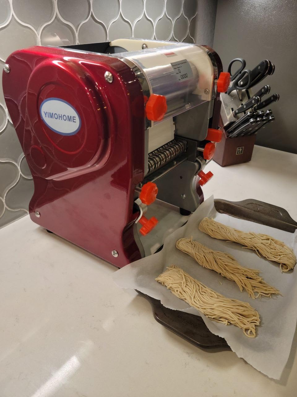 Pasta Maker Machine, Electric Noodle Maker & Dumpling Machine for Commercial & Home Use, Stainless Steel Dual-Cutter No Disassembled-3/9mm Width Noodle/Thickness Dough-Auto Noodle Sheeter customer photo 2