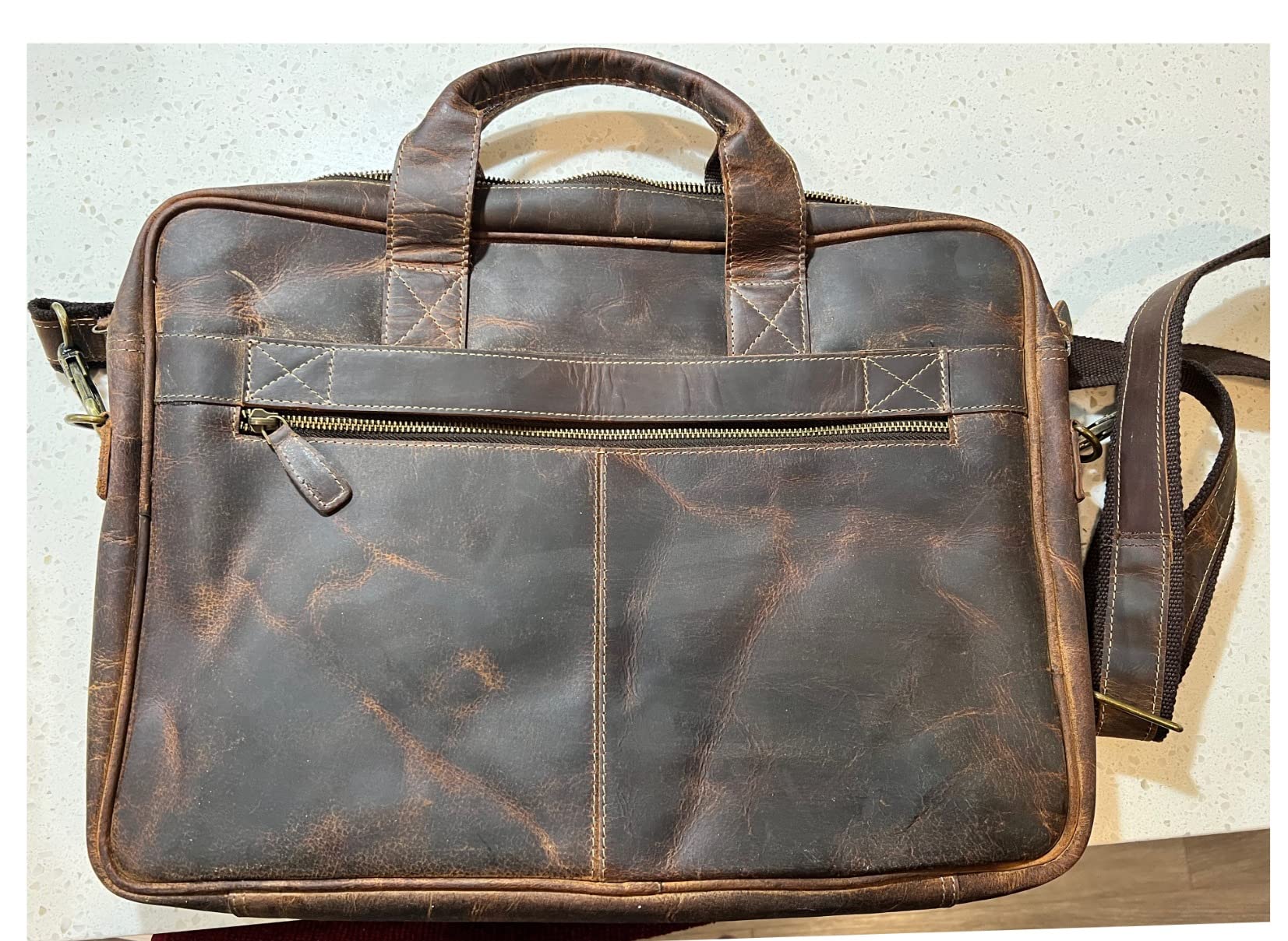 KomalC Leather briefcase 16 inch Laptop Messenger Bag for Men and Women Best Office Satchel Bag customer photo 1