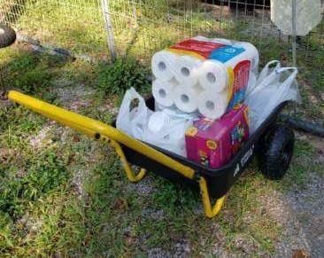 Gorilla Carts GCR-4 Poly Dump Cart, 2-Wheel Garden Wagon with Foldable Handle, 4 cu ft, 300 lb. Capacity, Black/Yellow customer photo 2