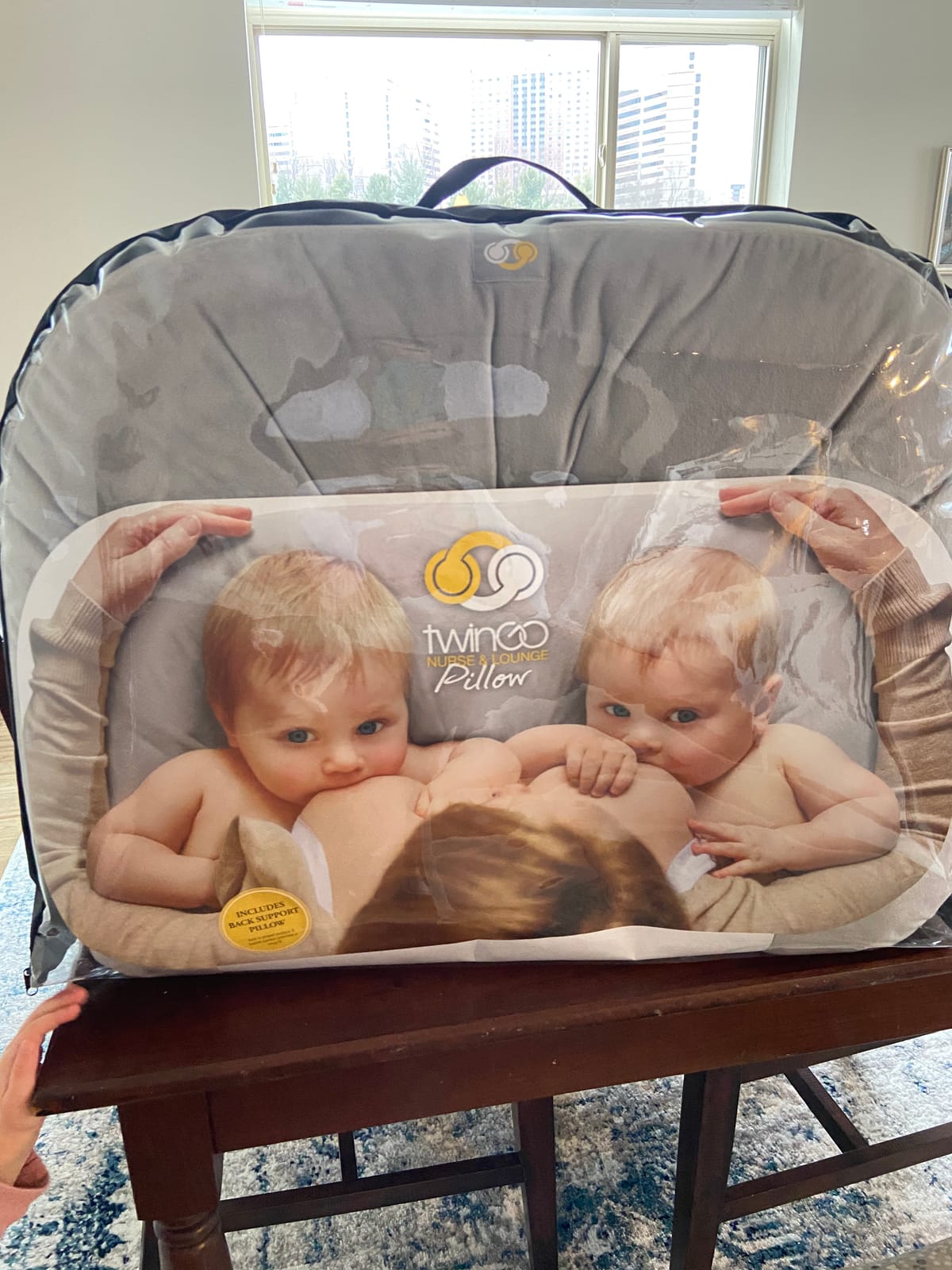 TwinGo Pillow for Twins - Tandem Breastfeeding & Bottle Feeding Nursing Pillow - Adjustable XS to Plus Size - Feeding Support for Parents of Twins (Neutral Color) customer photo 2