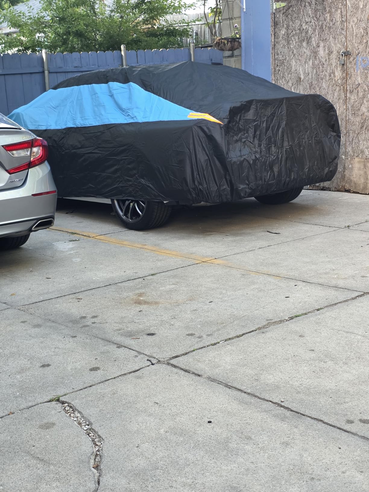 MORNYRAY Waterproof Car Cover All Weather Snowproof UV Protection Windproof Outdoor Full car Cover, Universal Fit for Sedan (Fit Sedan Length 194-206 inch, Blue) customer photo 1