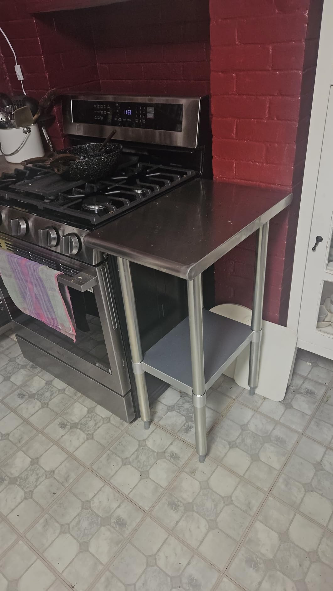 Hally Stainless Steel Table for Prep & Work 24 x 60 Inches NSF Commercial | Metal Heavy Duty Workbench, Adjustment Undershelf, for Kitchen, Restaurant, Home, Hotel, Garage, Pizza Oven, Galvanized Legs customer photo 1