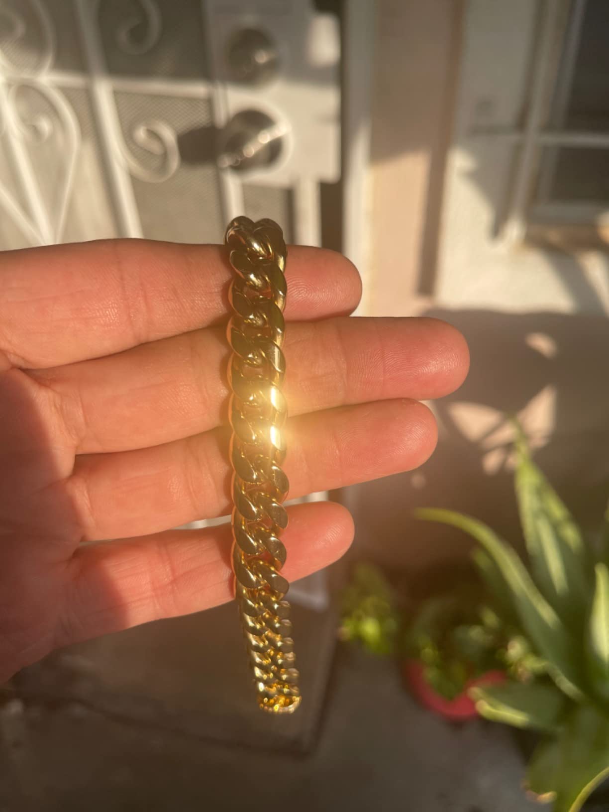 12mm Miami Cuban Link Bracelet 14K REAL Gold Plated Hypoallergenic Premium Stainless Steel Hip Hop Jewelry For Men Women Father Day Birthday Gift (No Color Fade, Double-sided Iced Out Clasp) customer photo 1