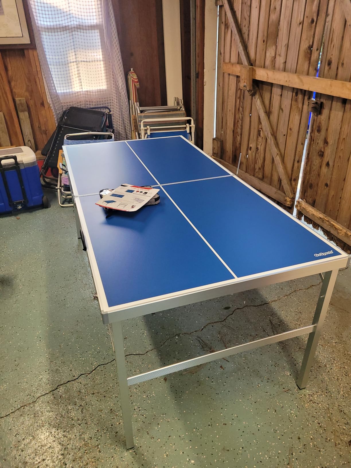 GoSports Mid-Size Table Tennis Game Set - Red or Blue - Indoor/Outdoor Portable Table Tennis Game with Net, 2 Table Tennis Paddles and 4 Balls customer photo 2