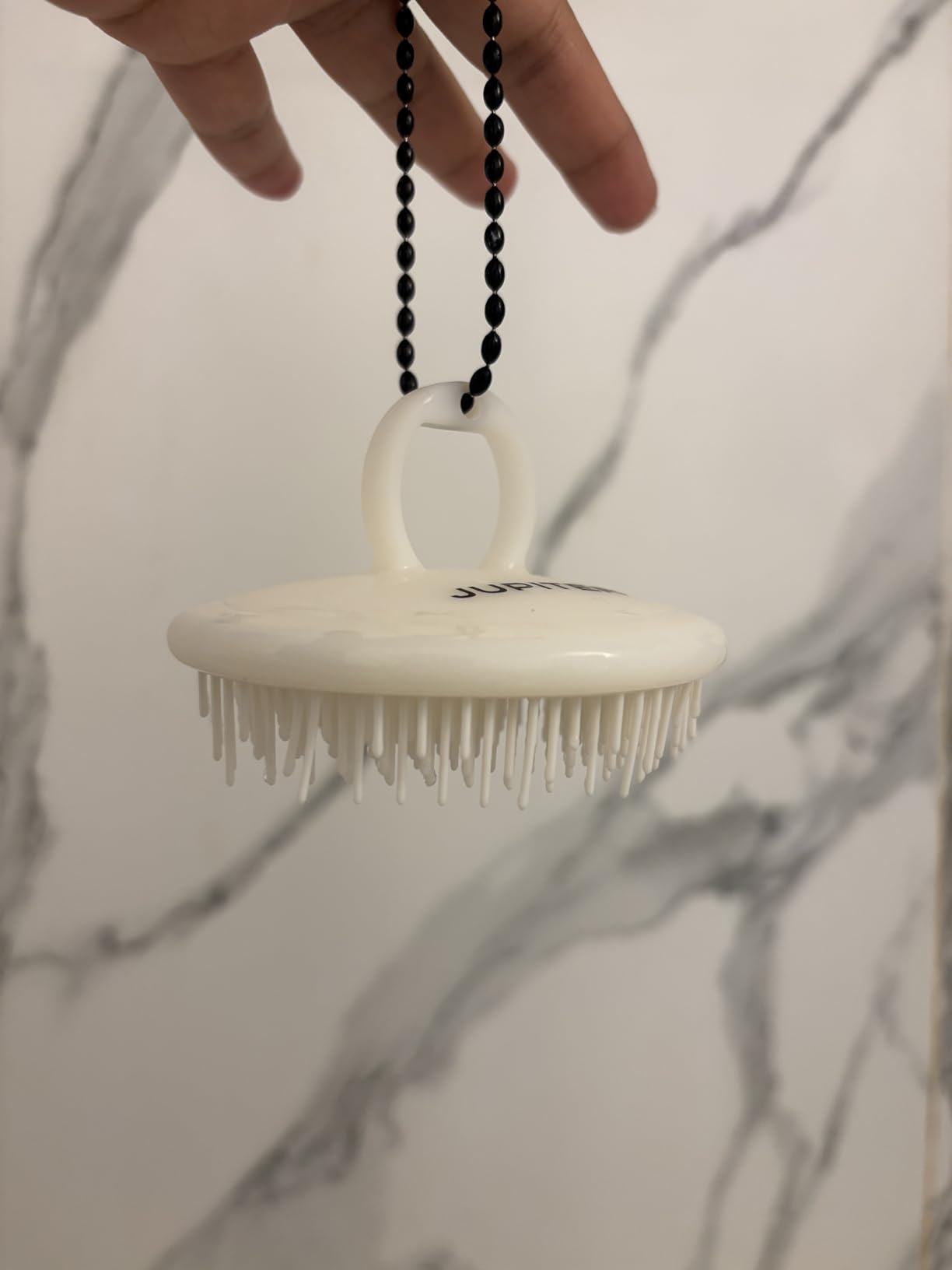 Jupiter Scalp Exfoliator - Scalp Massager Tool for Wet & Dry Hair - Ergonomic Detangler Brush - Dandruff Comb & Scrub to Remove Dandruff & Buildup and Support Circulation - Black/White customer photo 2