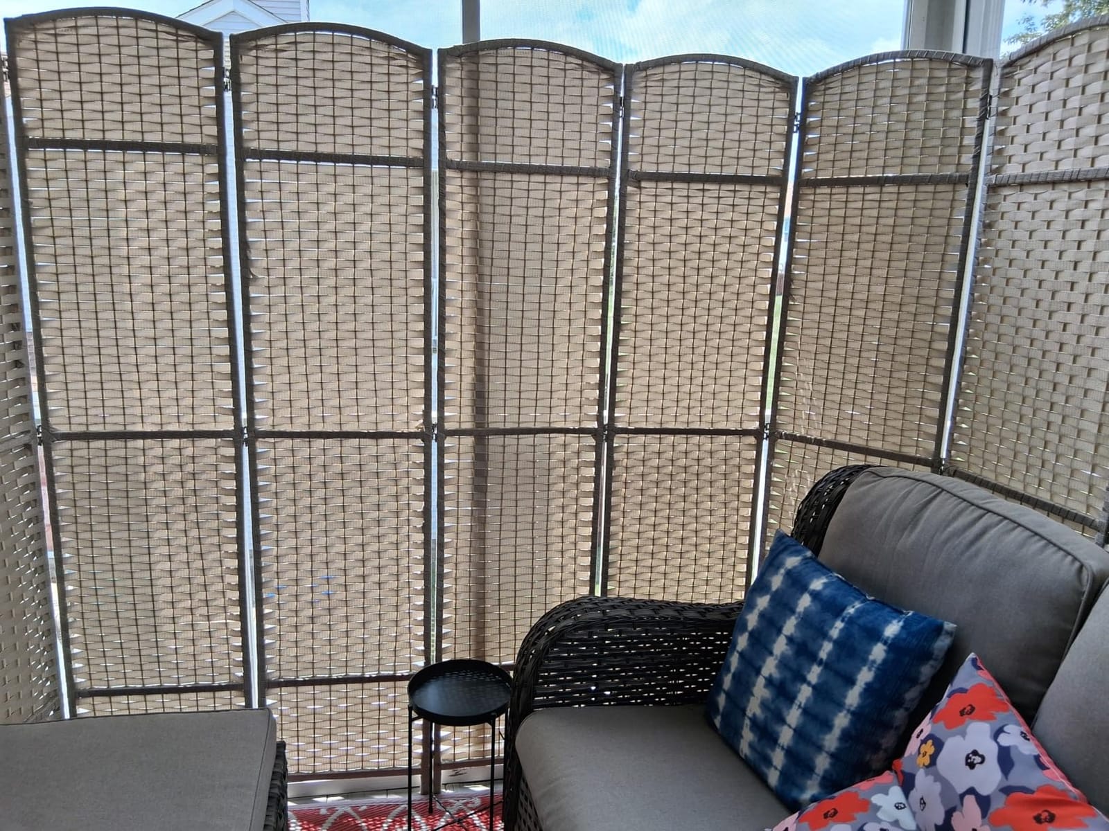 Sorbus Foldable Room Divider, Mesh Privacy Screen (8 Panel, Black) | Folding screens, dividers for rooms, double-hinged panels; freestanding partition for bedrooms, offices and shared areas customer photo 2