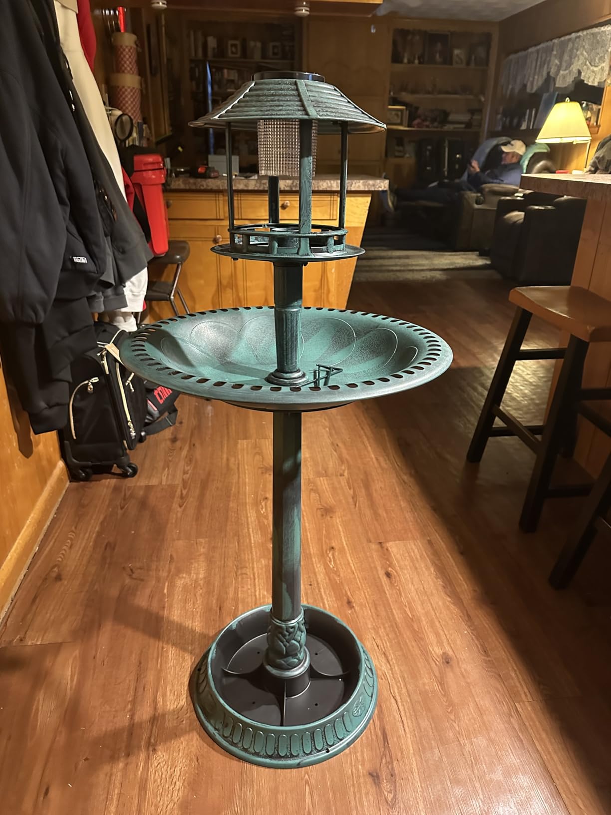 Best Choice Products Solar Outdoor Bird Bath Vintage Resin Pedestal Fountain Decoration for Yard, Garden w/Planter Base, Feeder, Decorative Bird Cage, Fillable Stand - Green customer photo 1