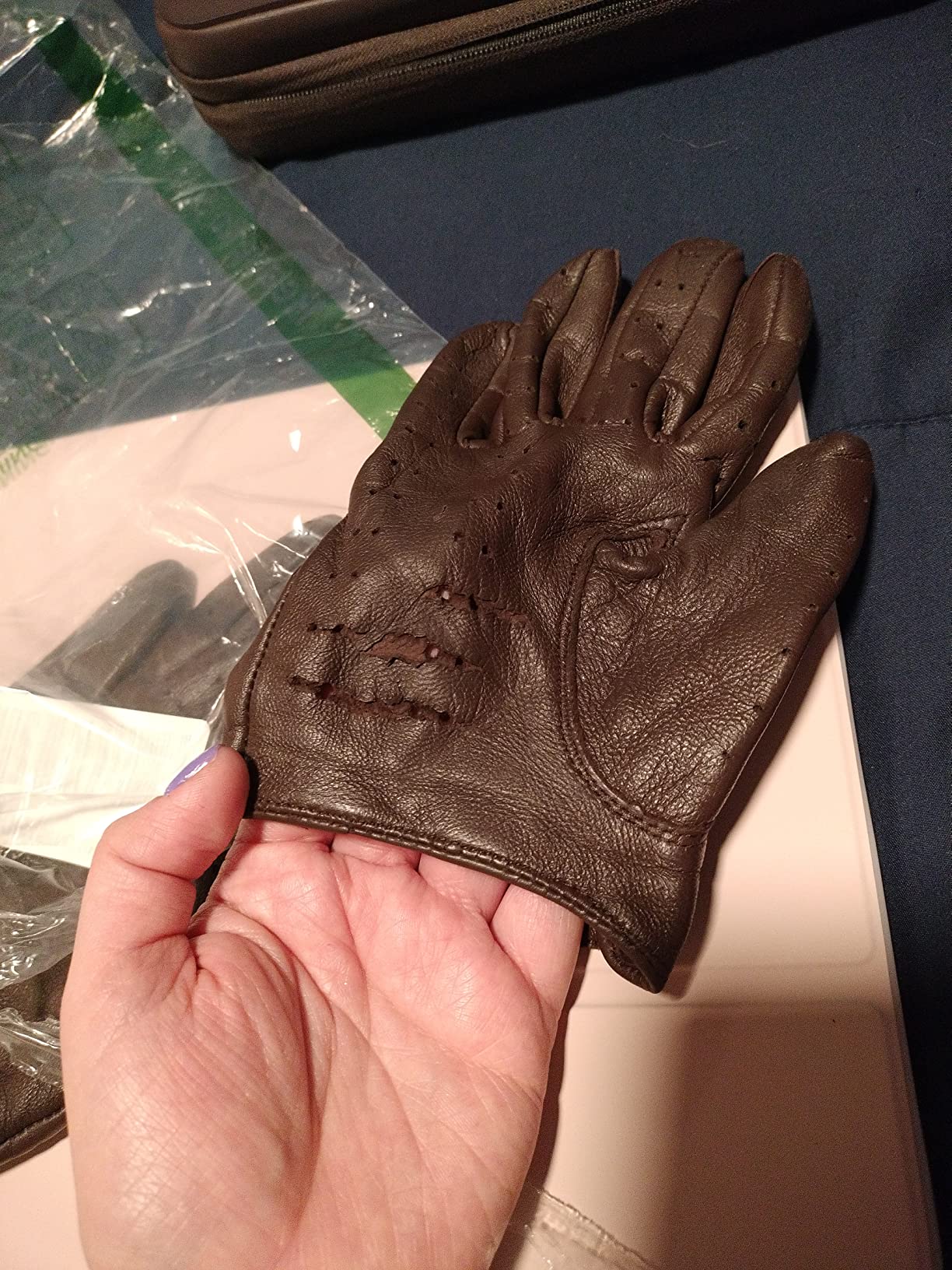 MGGMOKAY Women's Leather Driving Gloves Touchscreen Thin Soft Sheepskin Motorcycle Riding Gloves Unlined customer photo 2