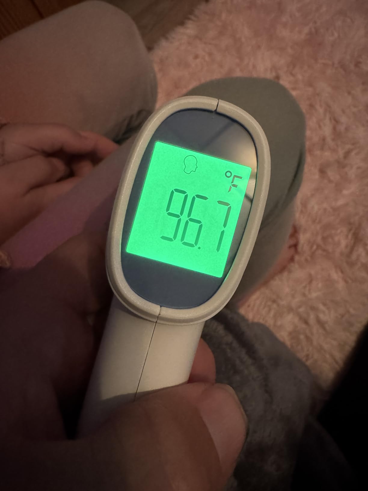 Forehead Thermometer for Adults and Kids, Non Contact, Fast Accurate Result | 3-Color Fever Alarm, 35 Memory Recalls, 1s Result, 2-in-1 Mode, Silent Mode, Large & Clear Backlit Display, FSA Eligible customer photo 1