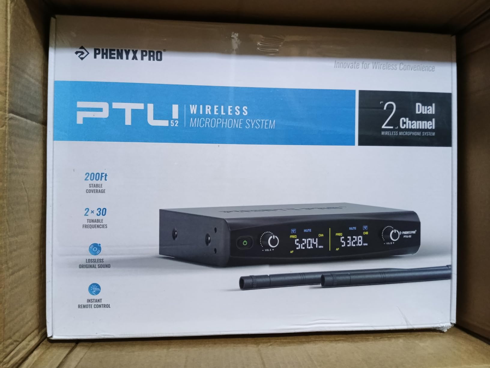 Phenyx Pro Dual UHF Tunable Frequency Wireless Microphone System PTU-52-2H | 2 Metal Mics, 2 x 30 Frequencies, 200 ft Range, Live Vocals, Karaoke, Church Services, Singing, Wedding, DJ Events customer photo 2