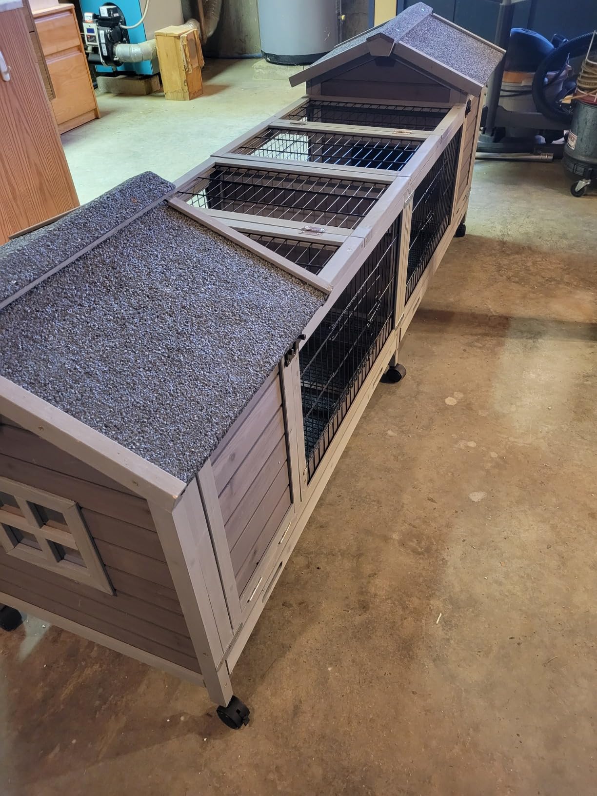 Aivituvin Rabbit Hutch Indoor Bunny Cage Outdoor House with Deeper Leakproof Plastic Tray (Grey02-Two Sets) customer photo 1