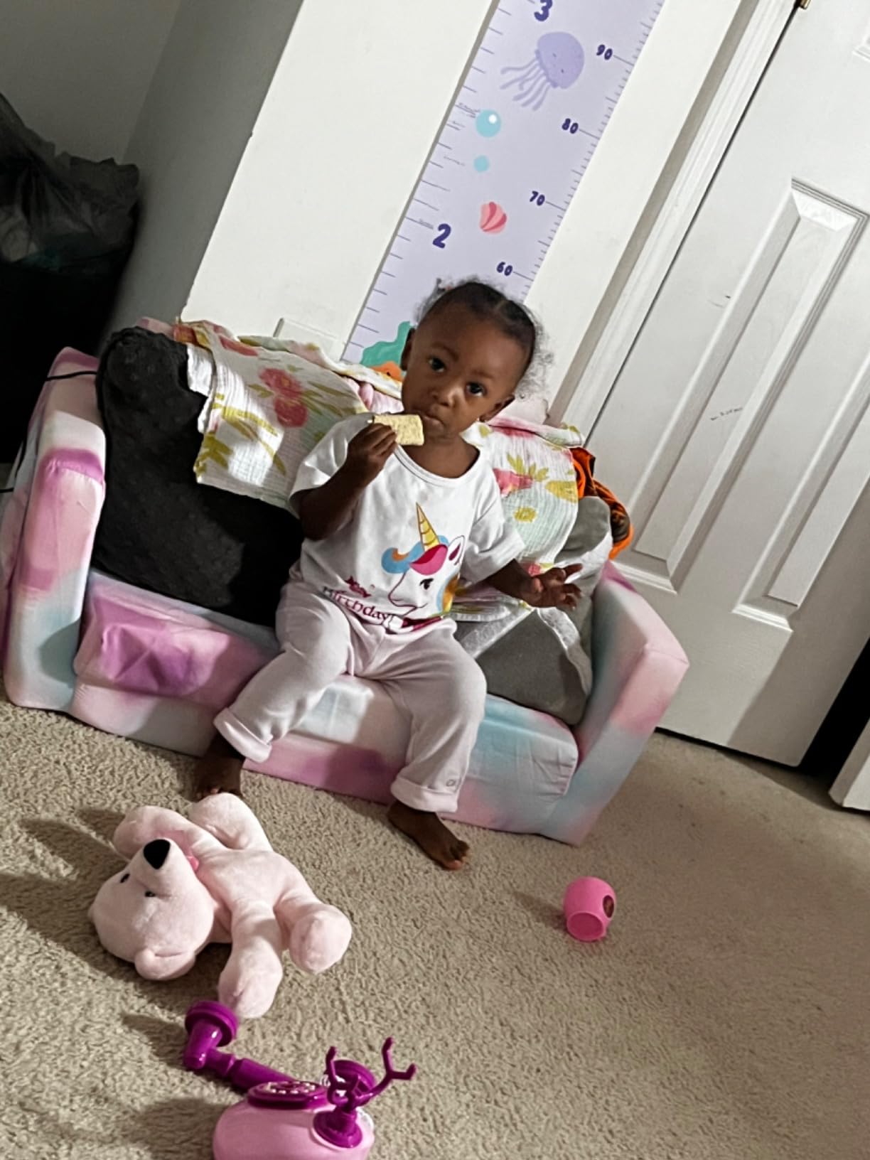 Delta Children Cozee 2-in-1 Sofa, 2-Seater Convertible Toddler Couch Sleeper, Wide 2-in-1 Flip Open Foam Chair for Playroom, Pet-Friendly, Bed Lounger, Comfy Play Sleeping Lounge Chair, Pink Tie Dye customer photo 2