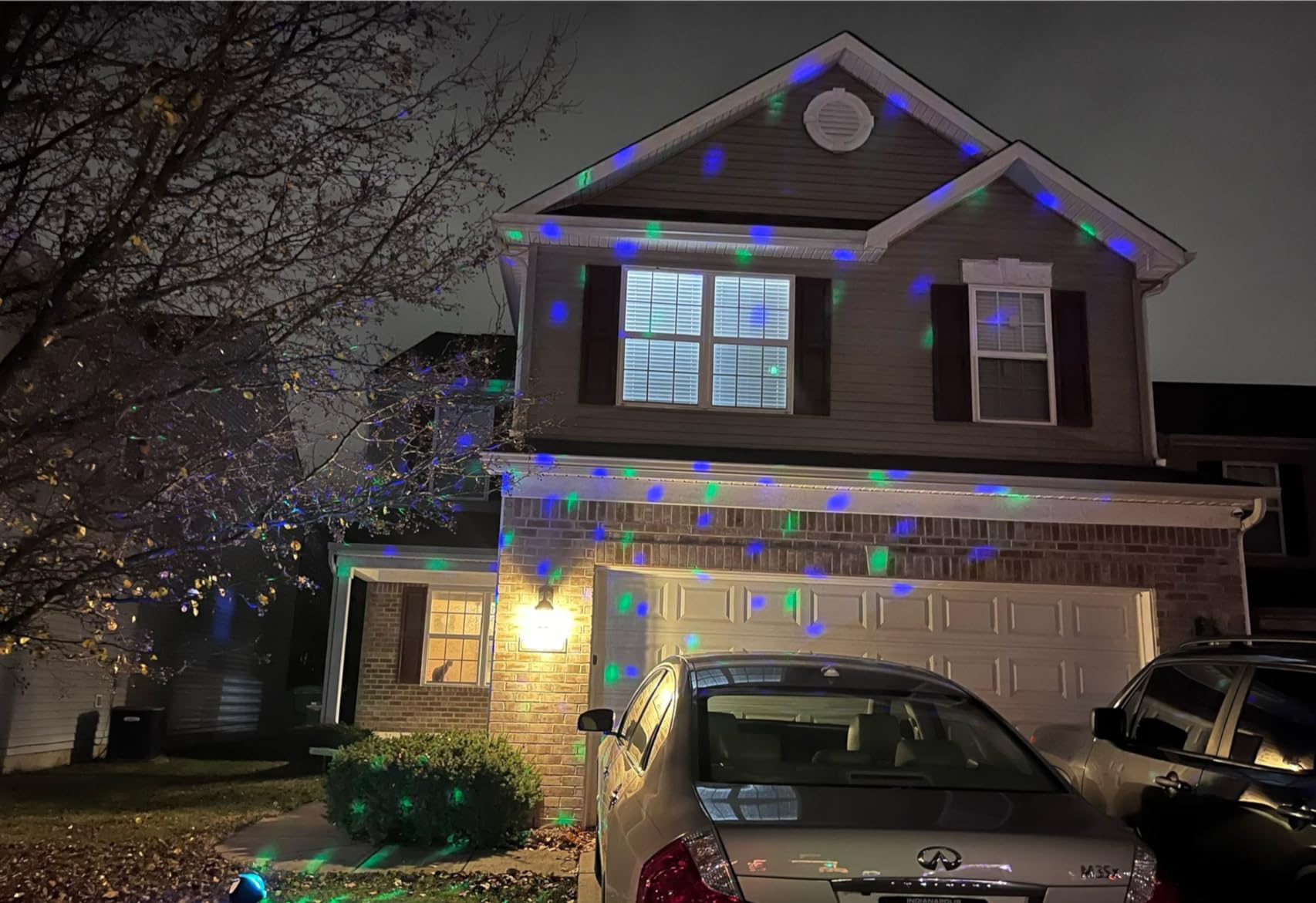 PEIDUO Christmas Projector Lights Outdoor, Multicolor Rotating Snowfall Projector, Moving Points Christmas Projection Lights Outdoor Yard Decorations for House Garden Holiday Decor customer photo 2