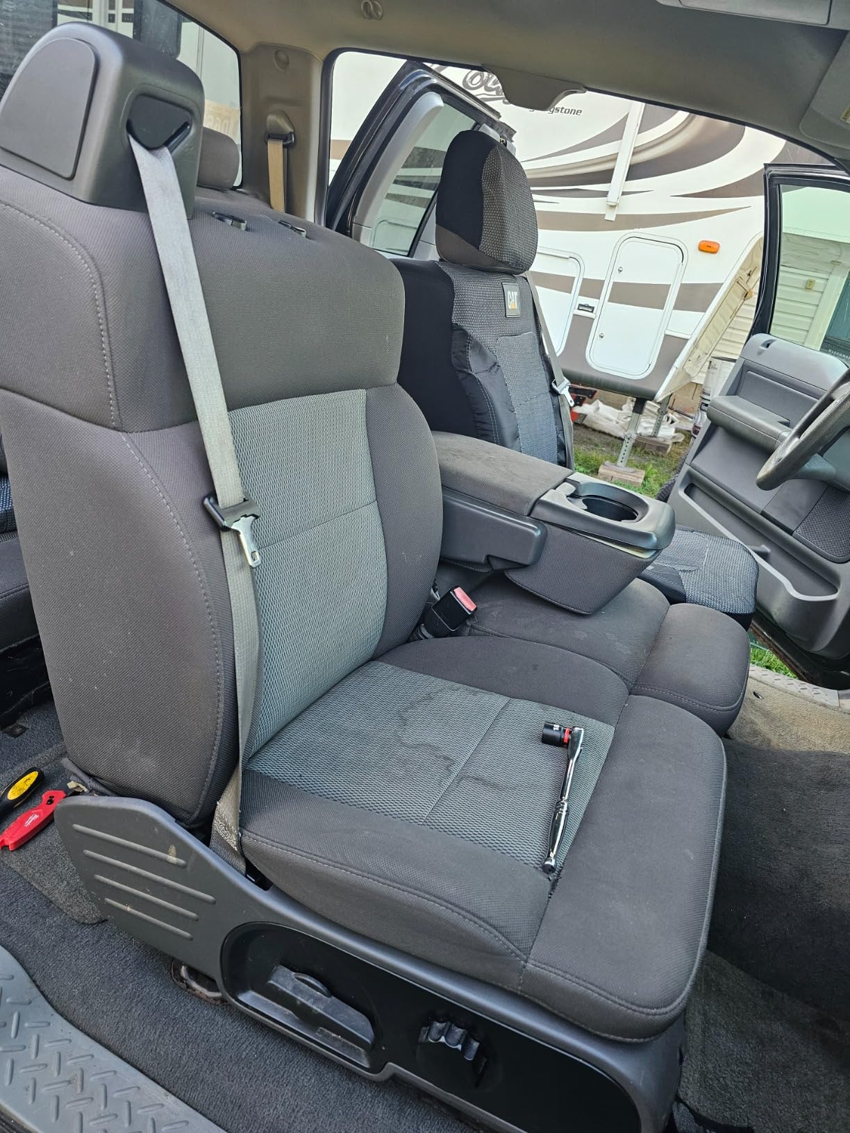 Cat MeshFlex Automotive Seat Covers for Cars Trucks and SUVs - Gray Car Seat Covers for Front Seats, Truck Seat Protectors with Comfortable Mesh Back, Set of 2 | Airbag Compatible Interior Protection customer photo 1