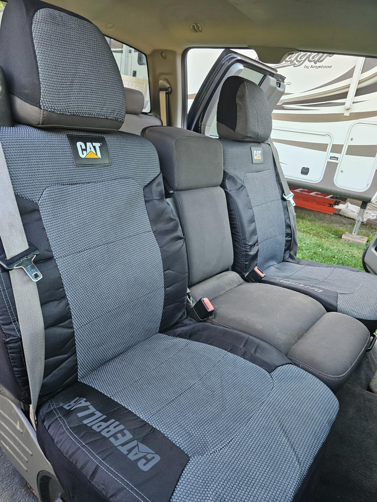 Cat MeshFlex Automotive Seat Covers for Cars Trucks and SUVs - Gray Car Seat Covers for Front Seats, Truck Seat Protectors with Comfortable Mesh Back, Set of 2 | Airbag Compatible Interior Protection customer photo 2