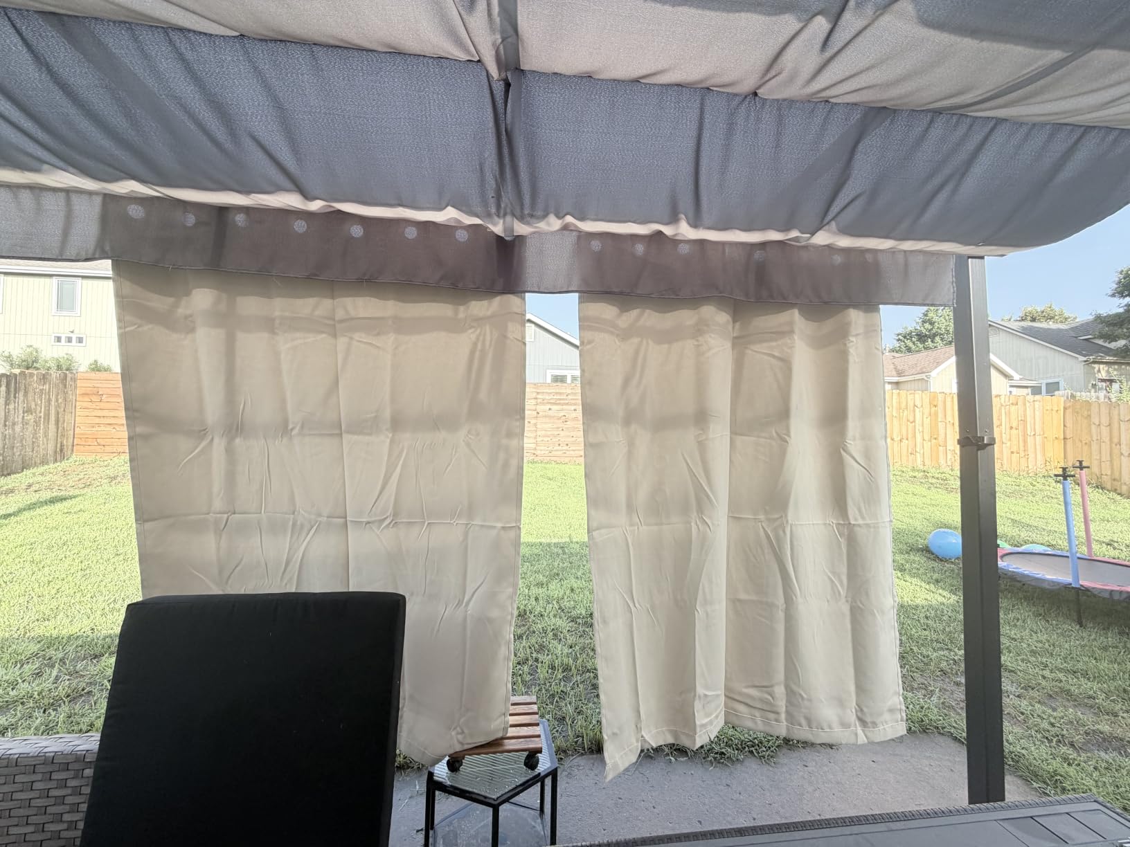 Waterproof Outdoor Curtain W52 x L84 - Grommet Top Sunlight Blocking Window Treatment Drapes Blackout Curtains for Home Bedroom Living Room Patio Porch Pergola Cabana Gazebo (Beige, 2 Panels) customer photo 2
