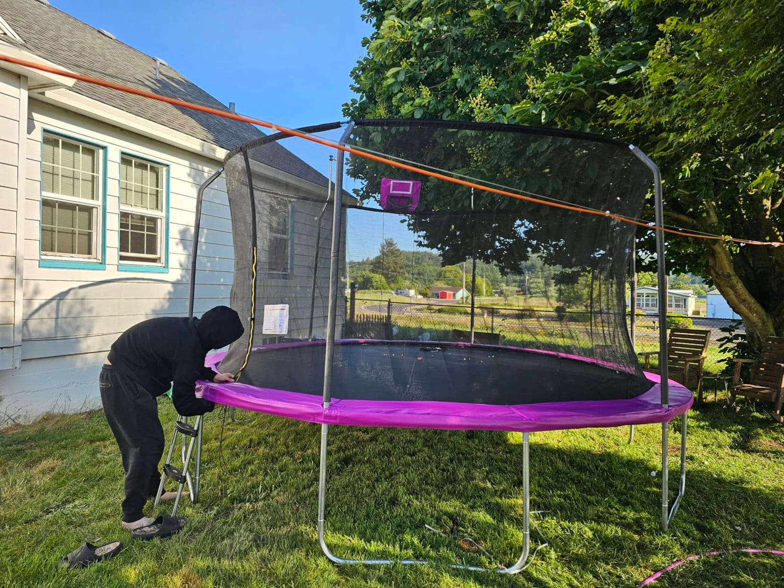 Jasonwell Trampoline Sprinkler Kids Outdside: Trampoline Accessories Waterpark Tropical Party Summer Outdoor Fun Water Games Toys Sprinklers Backyard Water Park Activity Toy for Kids Boys Girls (39FT) customer photo 2